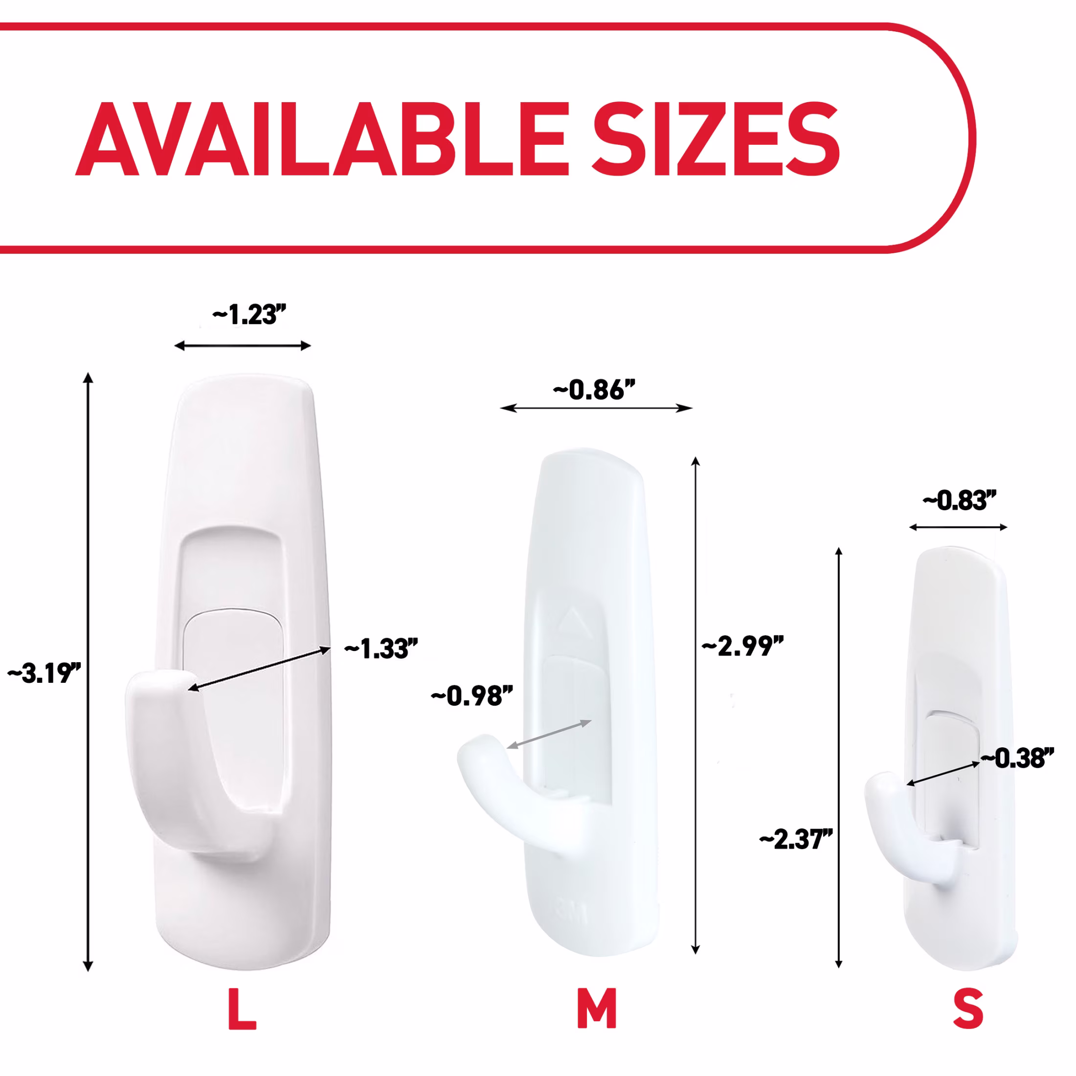 Command Large Utility Hooks, Holds 5 lb, White, 6 Hooks, 12 Pairs Adhesive Strips