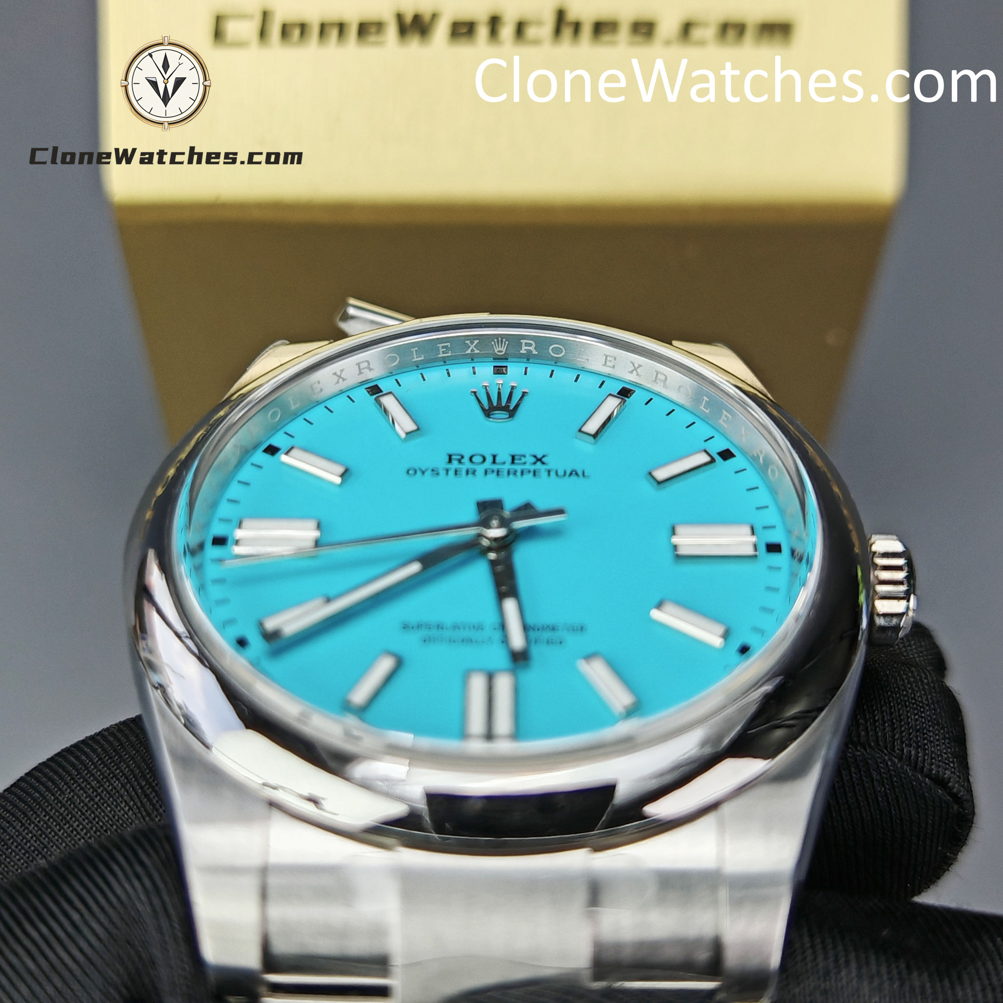Rolex Super Clone Watches 1:1 Oyster Perpetual Turquoise Blue Dial 41mm m124300-0006 3230 Movement