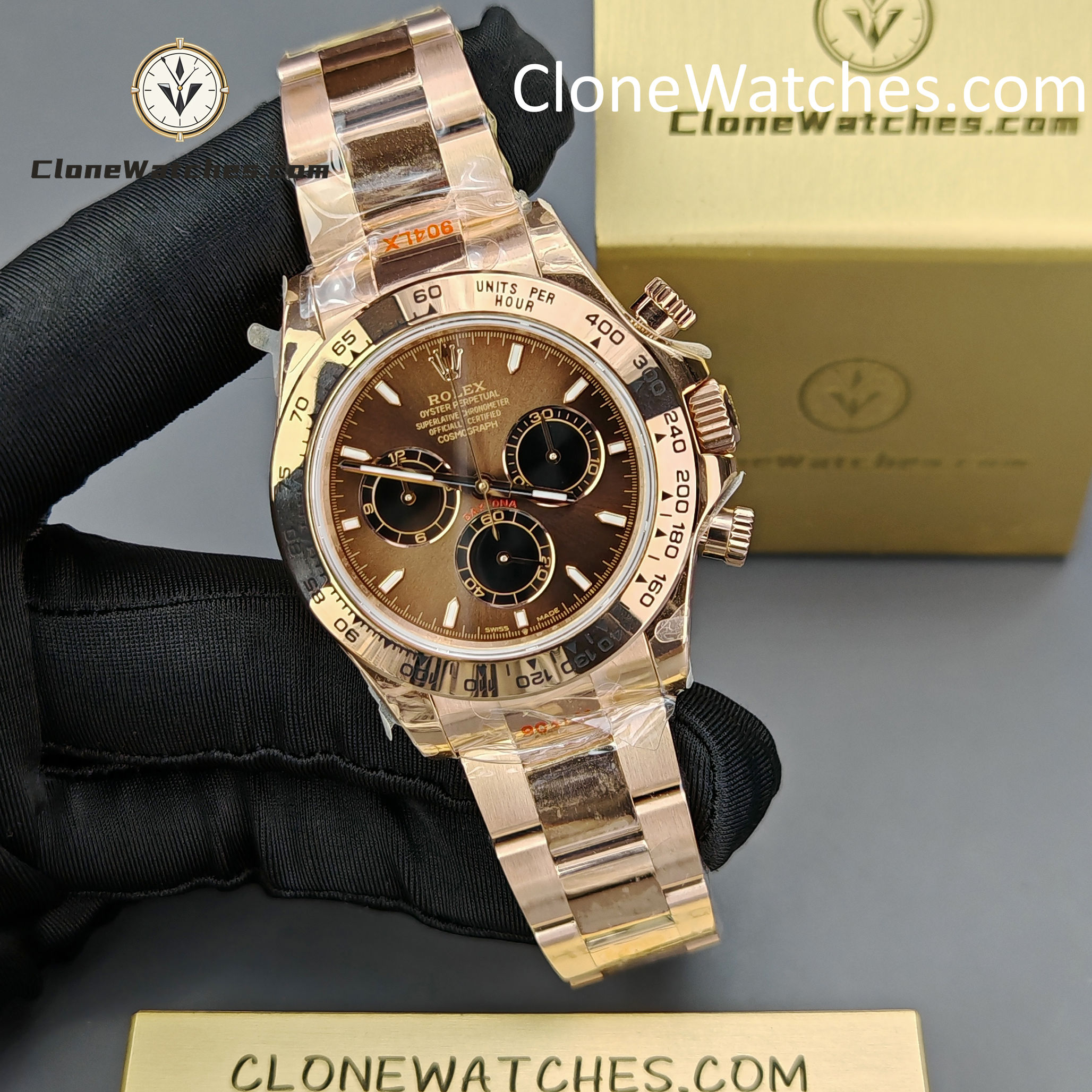 Rolex Super Clone Watches 1:1 Daytona Rose Gold Brown Dial M126505-0005 4131 Movement