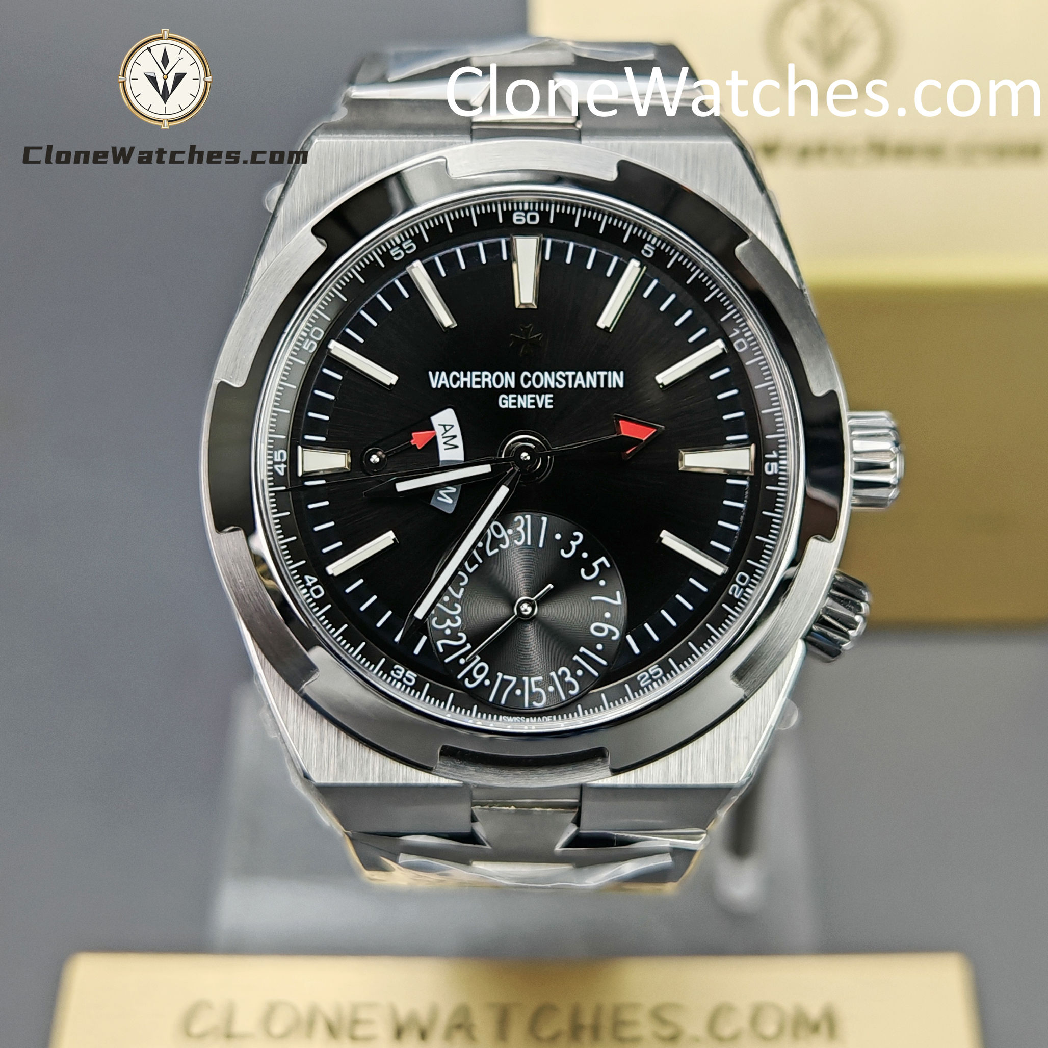 Vacheron Constantin Super Clone Watches 1:1 Overseas Dual Time 7920V/210A-B546 Black Dial