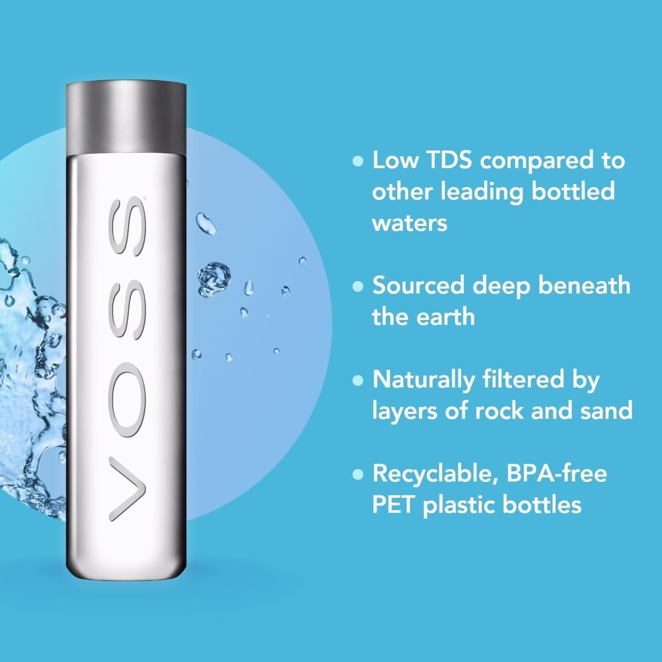 VOSS Natural Spring Water 850ml PET Bottle still, Allergens not Contained