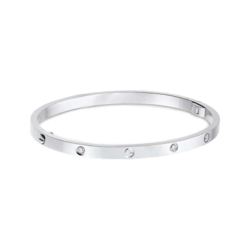Cartier LOVE Series Six Diamond Narrow 18K Platinum Bracelet