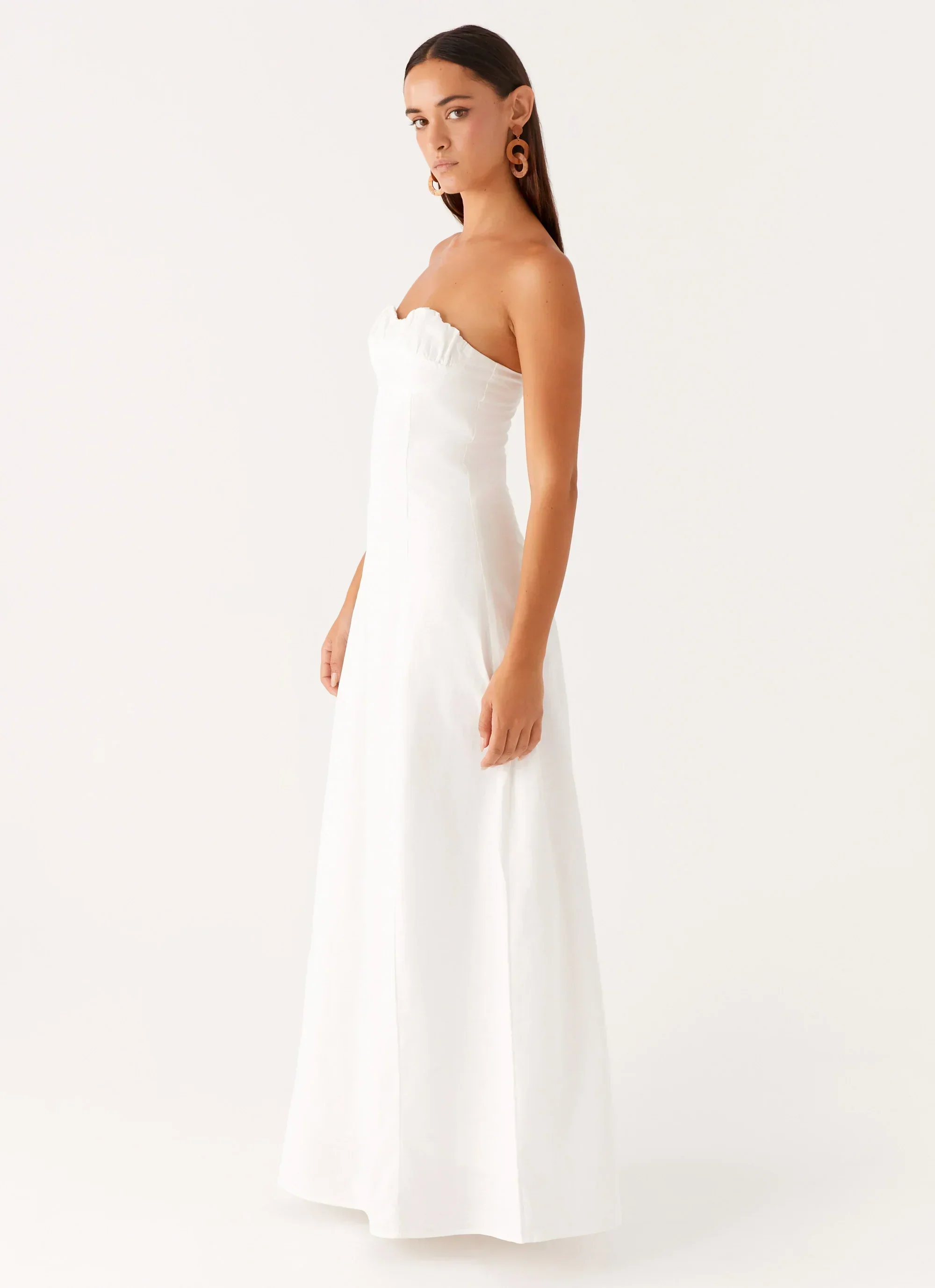 Tayla Linen Maxi Dress - White