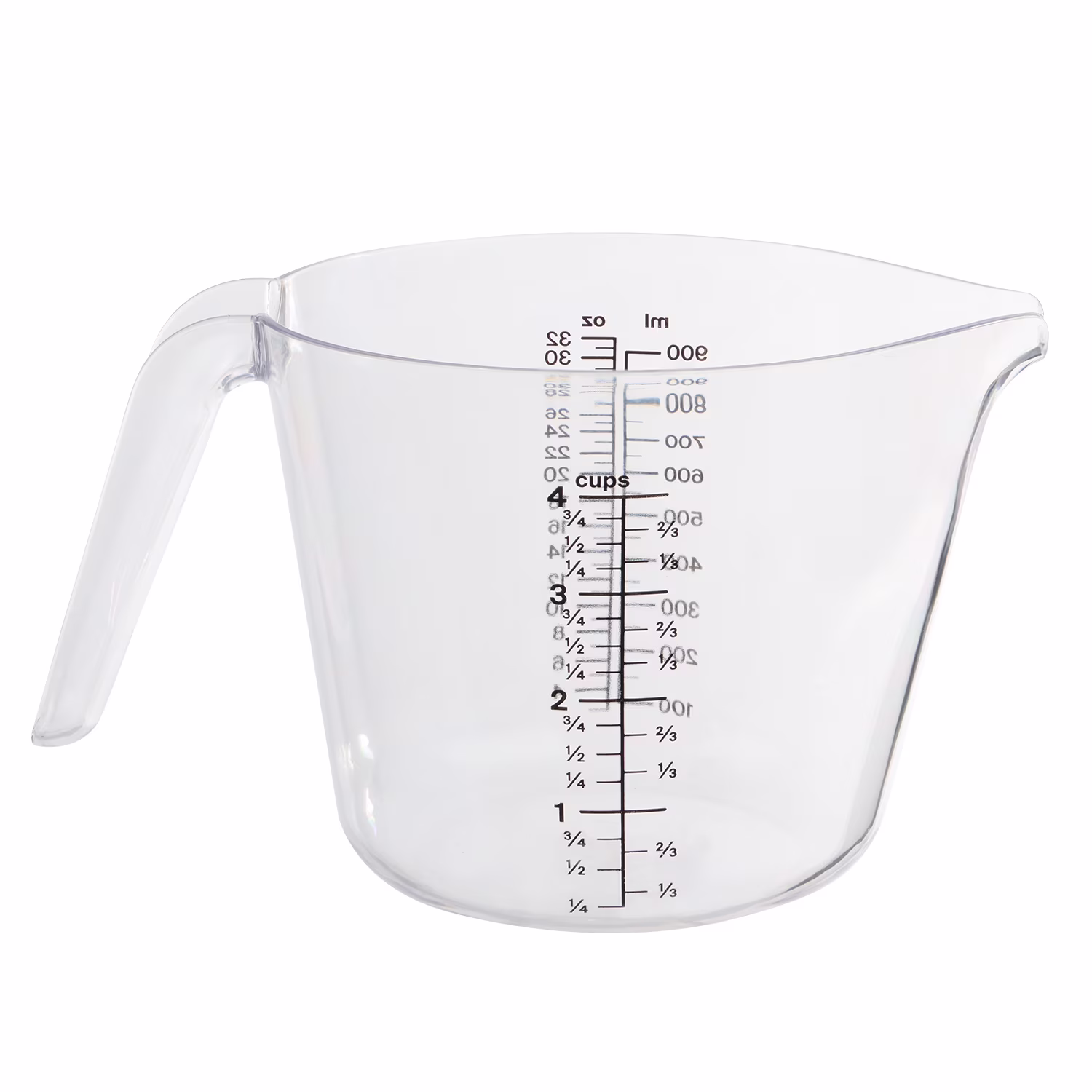 Mainstays 4-Cup Large Spout Plastic Measuring Cup, 32 oz, Clear