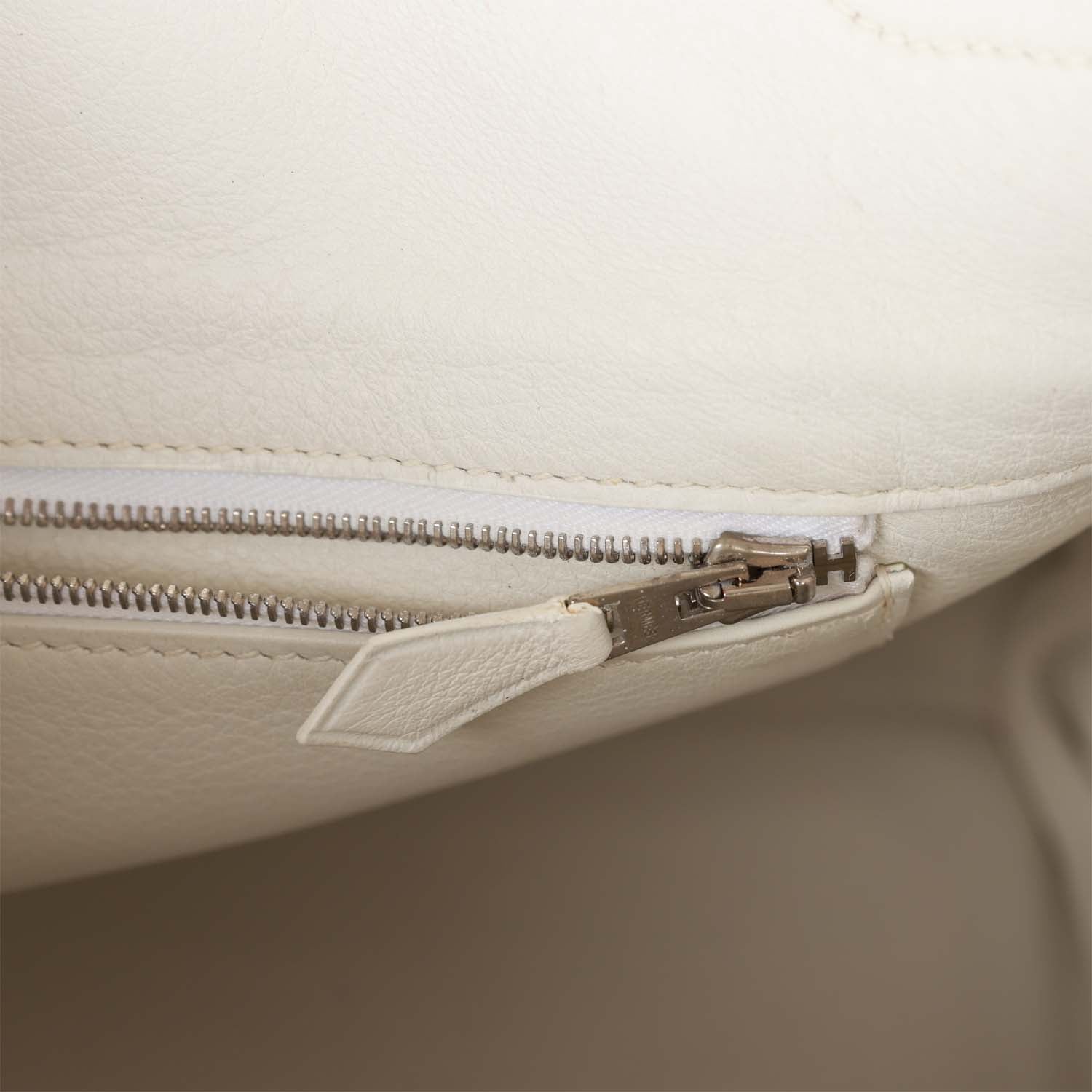 Pre-owned Hermes Birkin 35 White Gulliver and Toile H Palladium Hardware