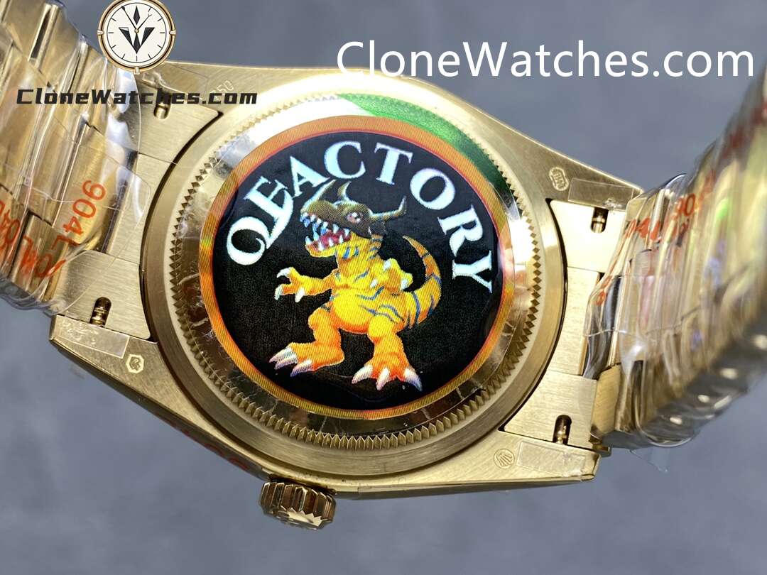 Rolex Super Clone Watches 1:1 Day Date 18K Gold Bright Green Dial 36mm m128238-0130 3255 Movement