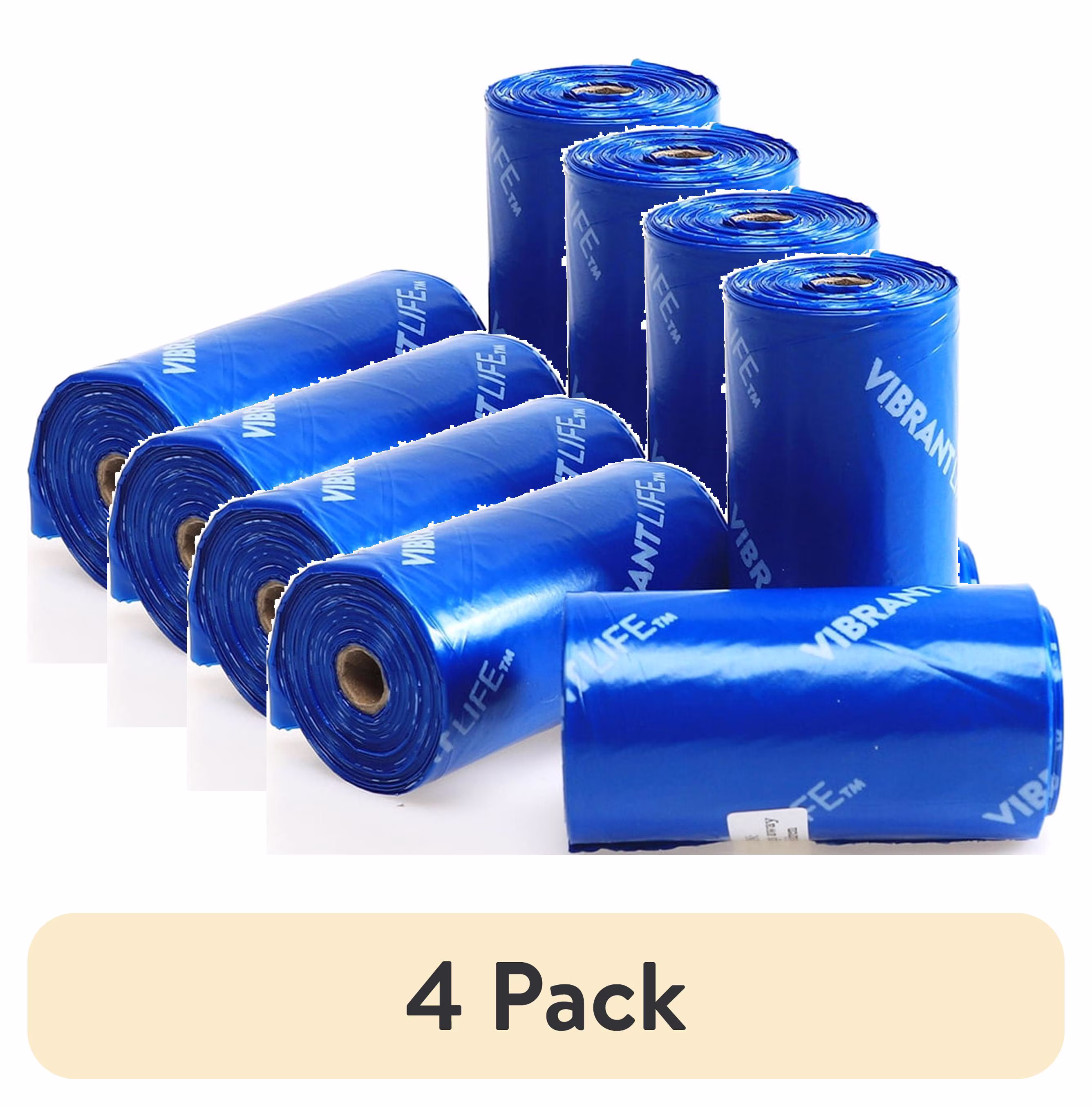 (4 pack) Vibrant Life Dog Poop Bags, Leak Proof, Strong Waste Bag For Dogs, 15 Count