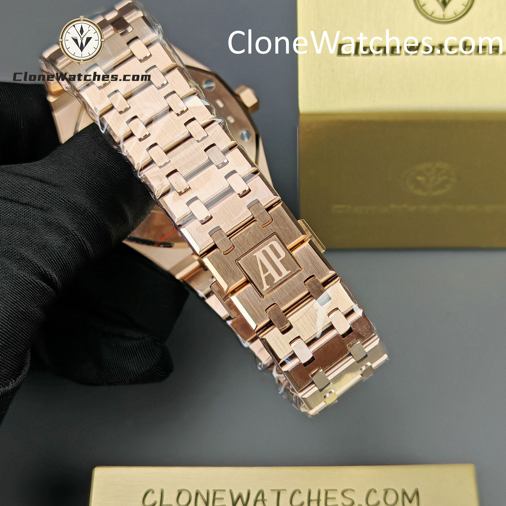 Audemars Piguet Super Clone Watches 1:1 Royal Oak Rose Gold 15407 Skeleton Dial