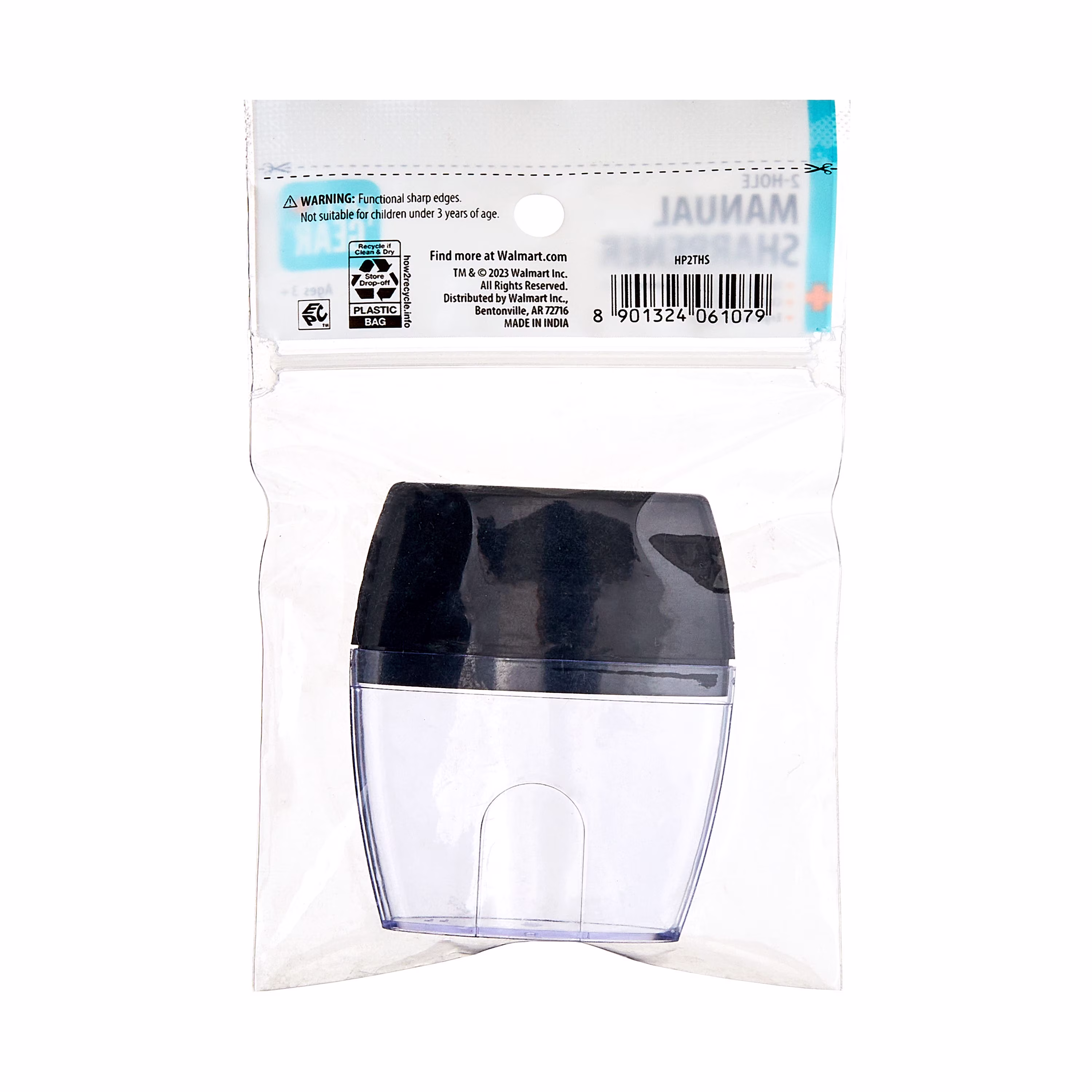 Pen+Gear 2-Hole, Handheld Manual Pencil Sharpener, Black, 1 Count