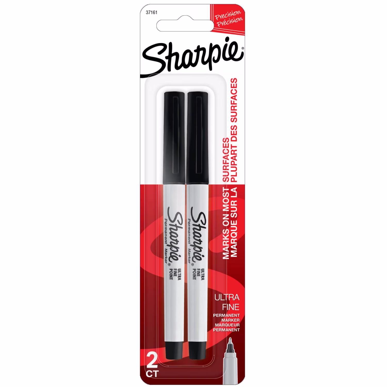 Sharpie Permanent Marker, Ultra Fine Point, Black, 2-Pack