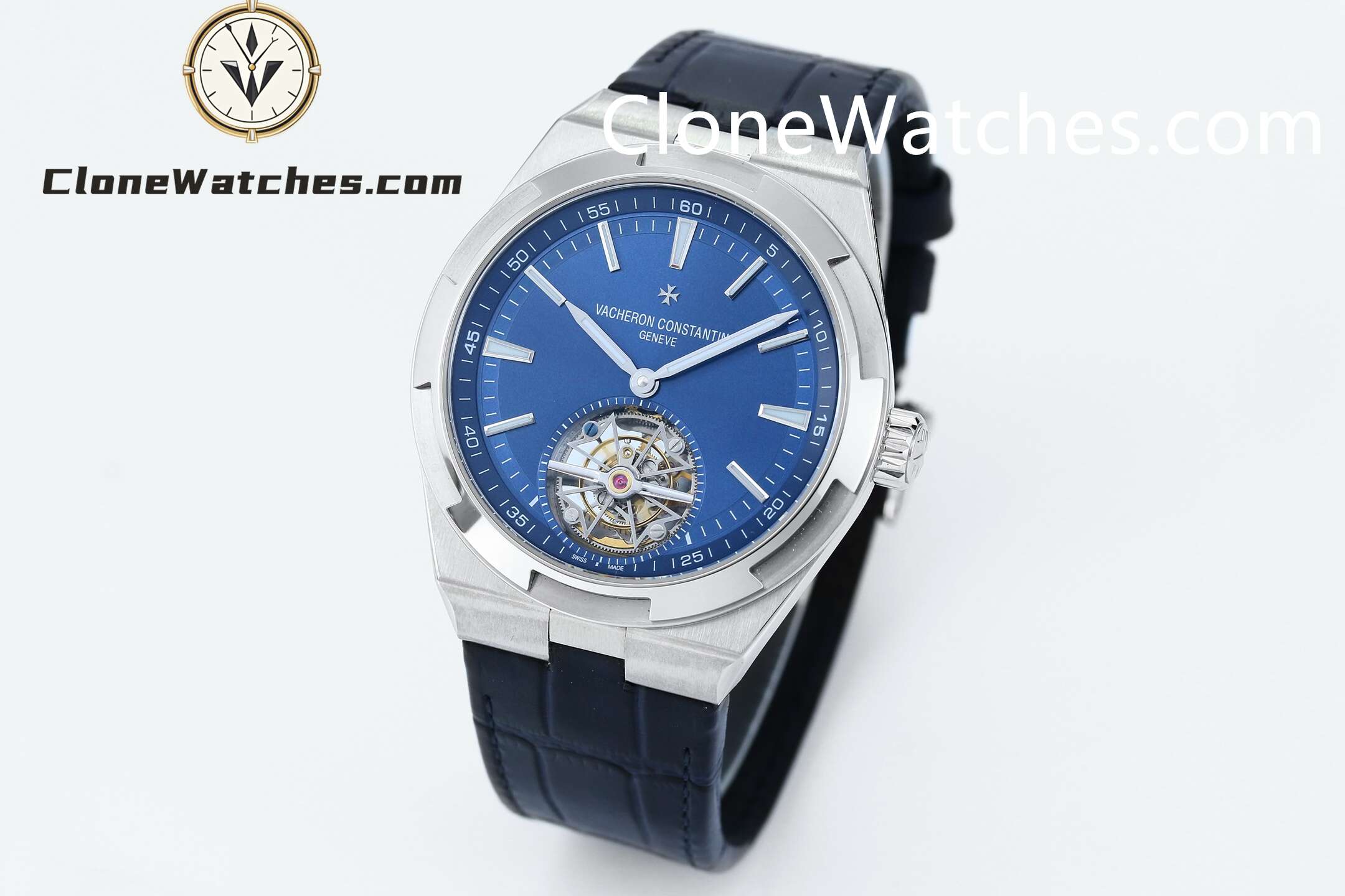 Vacheron Constantin Super Clone Watches 1:1 Overseas Tourbillon 6000V/110A-B544 42.5MM Leather Strap