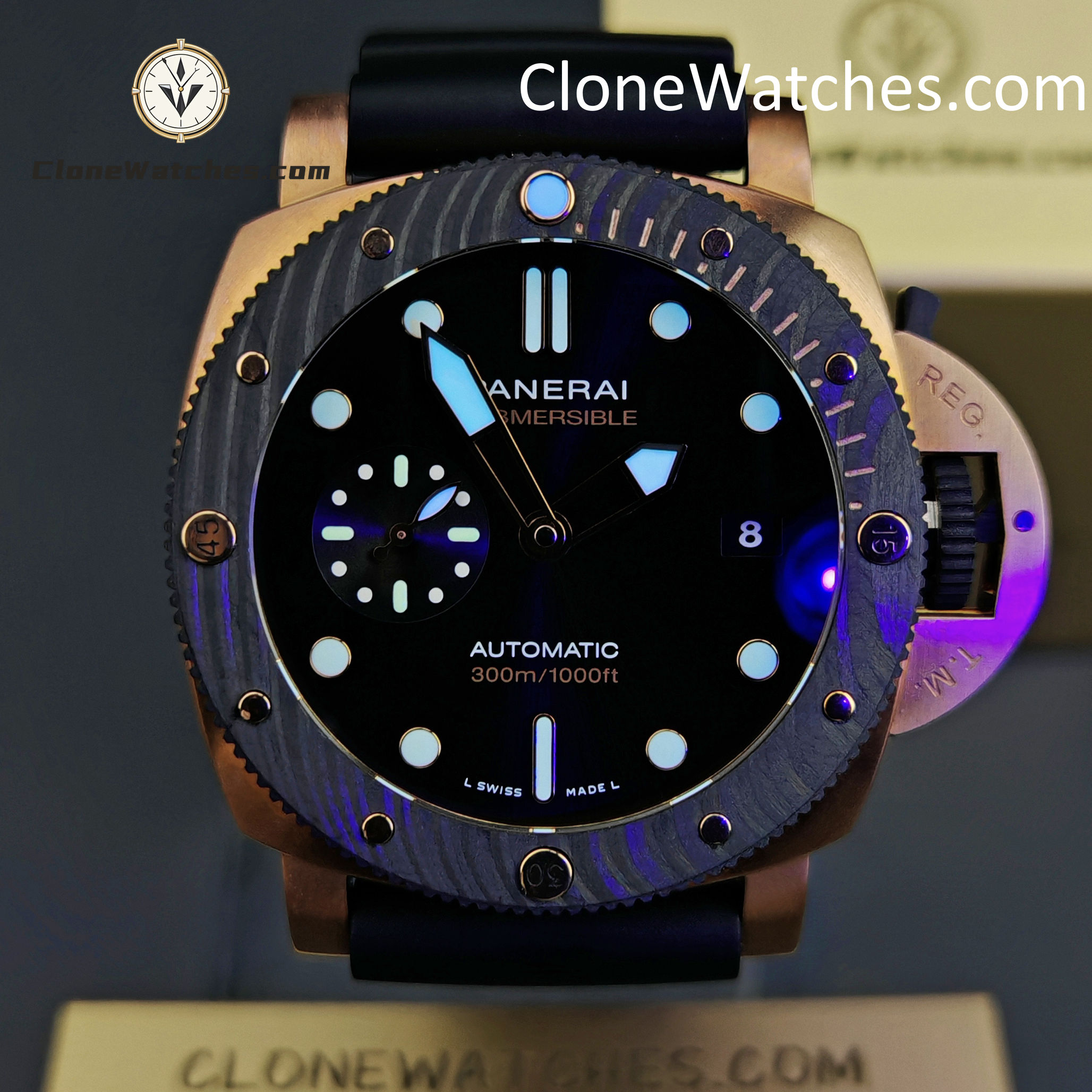 Panerai Super Clone Watches 1:1 Submersible QuarantaQuattro Goldtech OroCarbo PAM1070