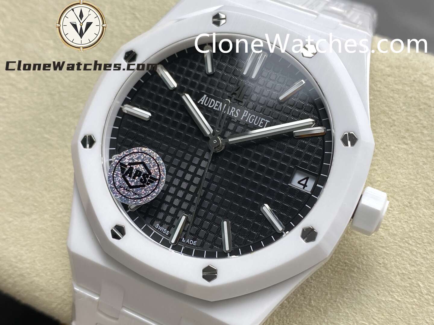 Audemars Piguet Super Clone Watches 1:1 Royal Oak White Ceramic 15500 Black Dial 41MM