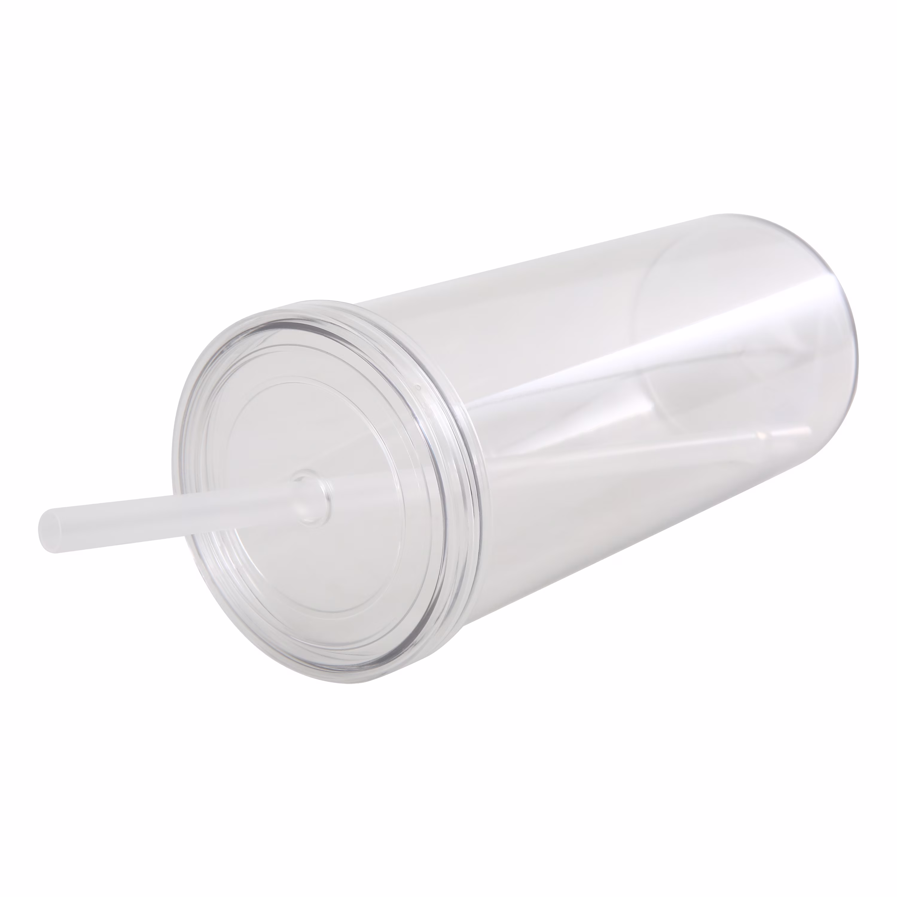 Mainstays 20 oz Clear Plastic Tumbler with Screw Top Lid and Straw