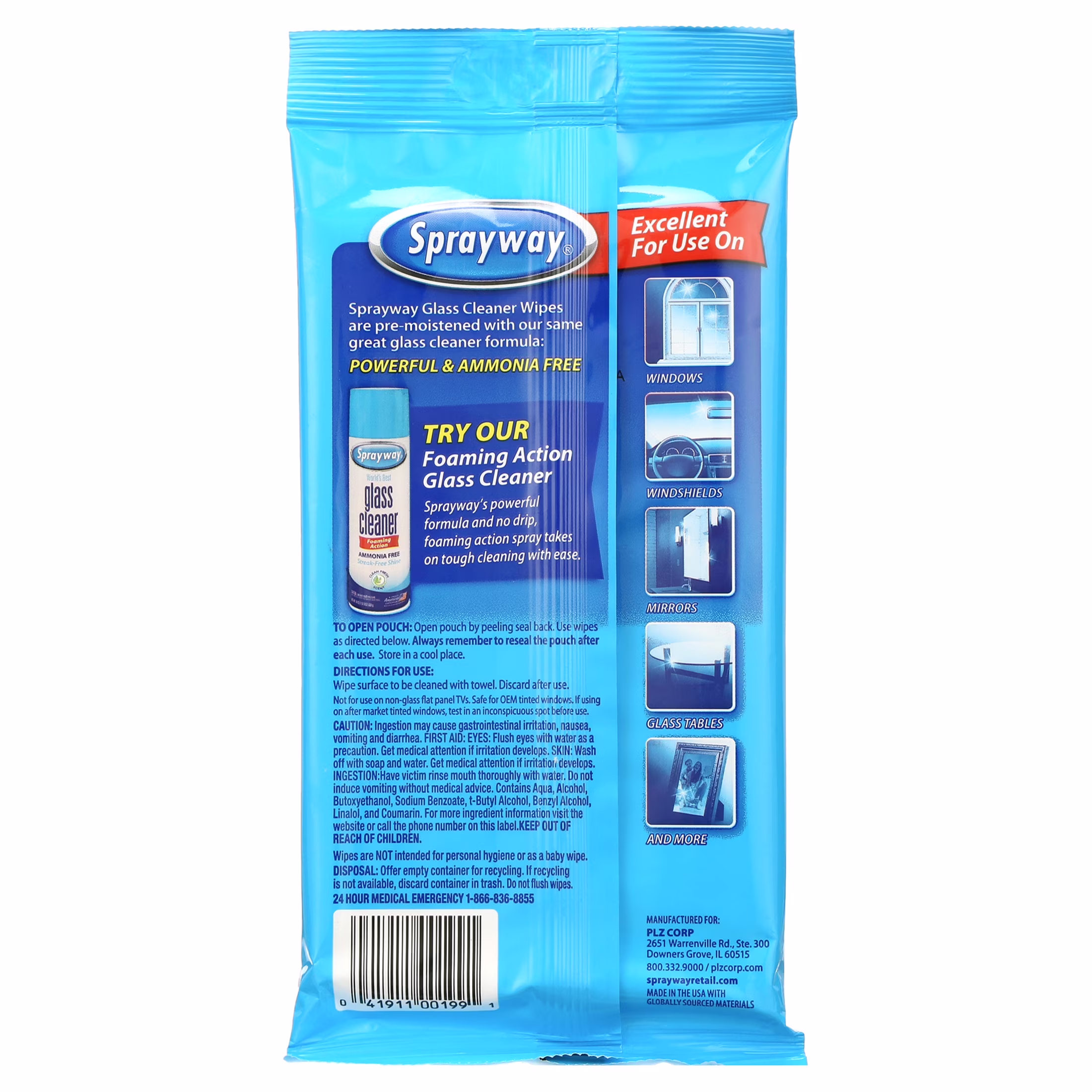 Sprayway Glass Cleaner Wipes 20 Pack for Easy Streak-Free Shine