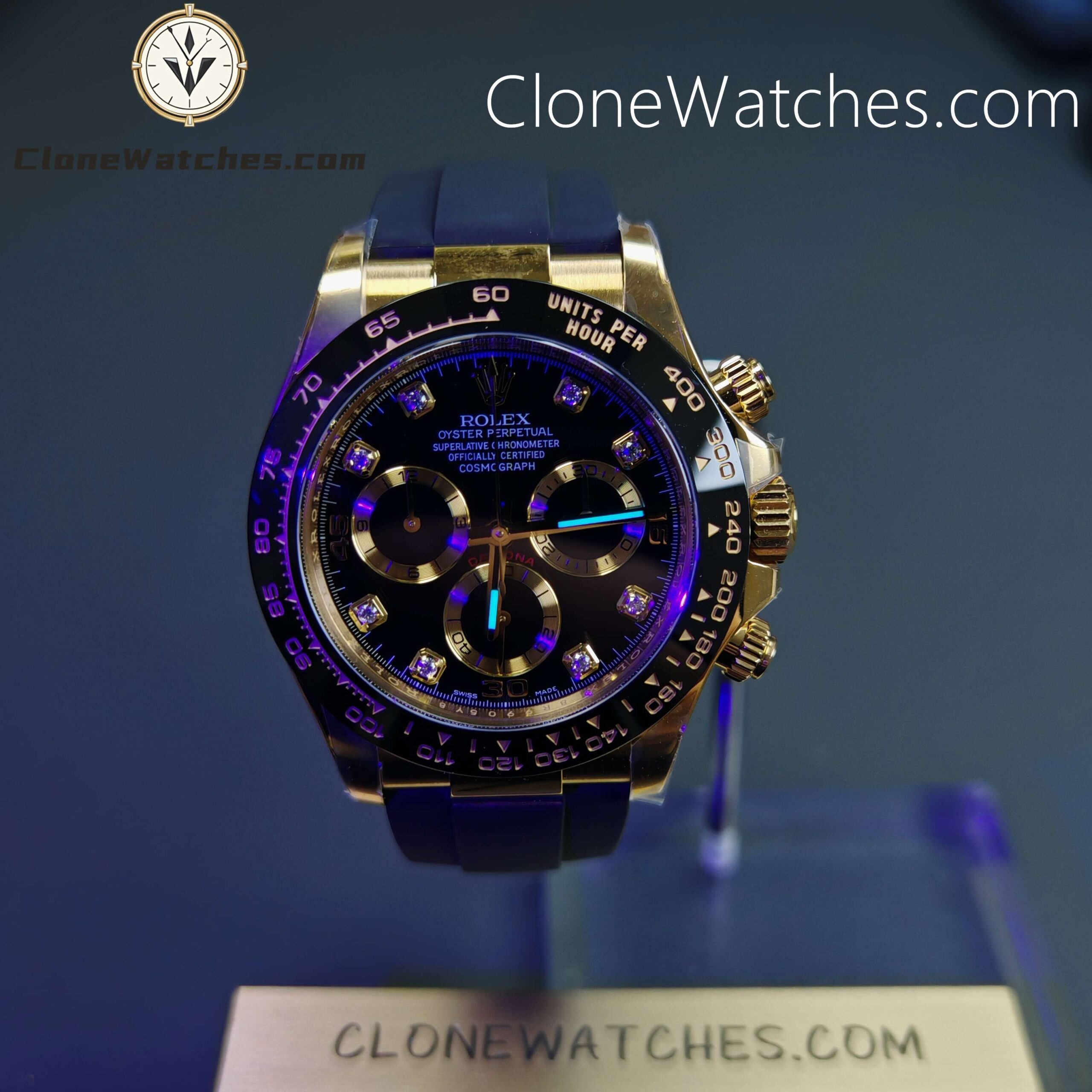 Rolex Super Clone Watches 1:1 Daytona 18K Gold Black Diamond Dial m116518ln-0078 4130 Movement