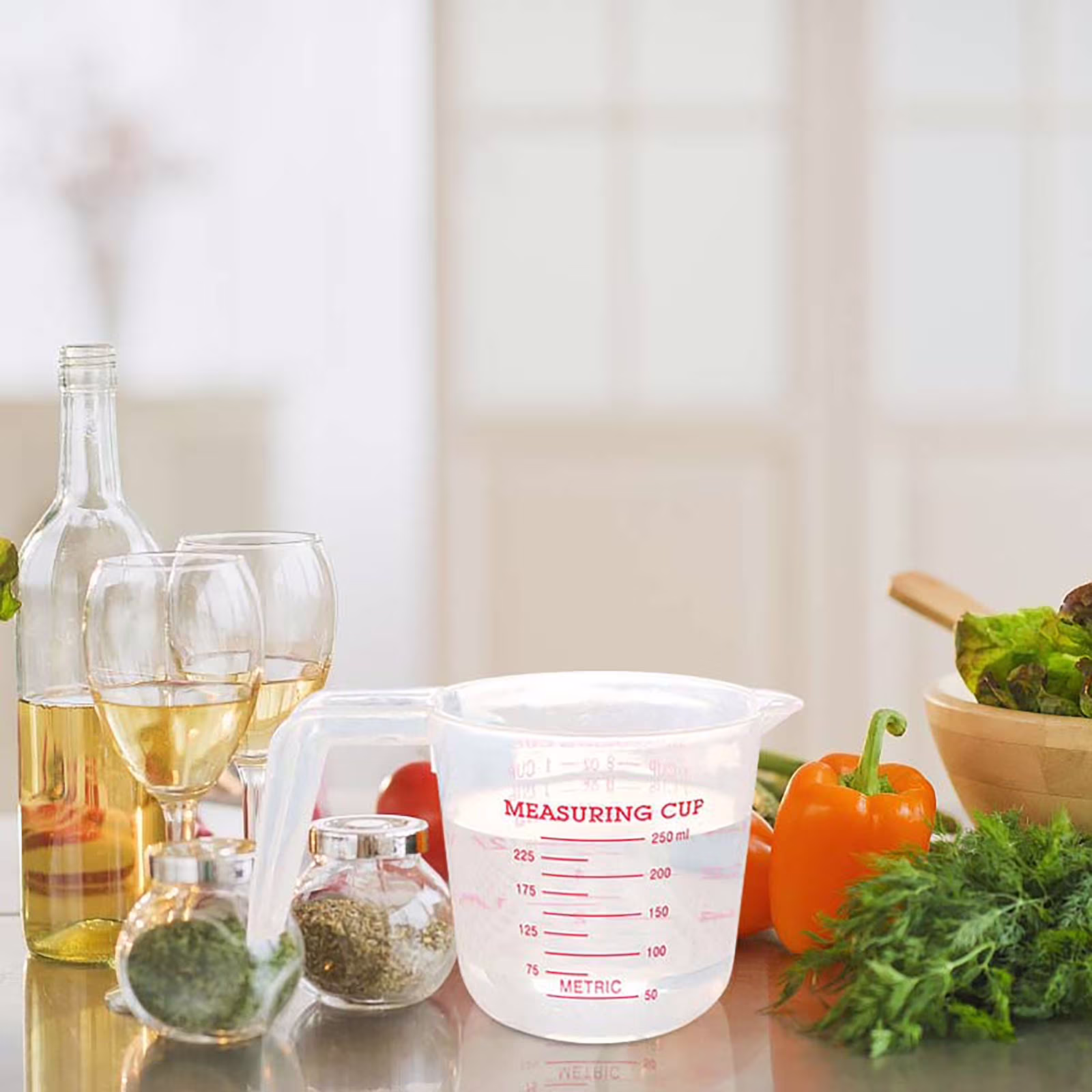 1 Pc Measuring Cup, 250Ml (1-Cup) Plastic Liquid Measuring Cups, Clear Plastic Measuring Cup with Handle - Baking, Cooking, Mixing & Measuring Cups, Essential Kitchen Tools, White