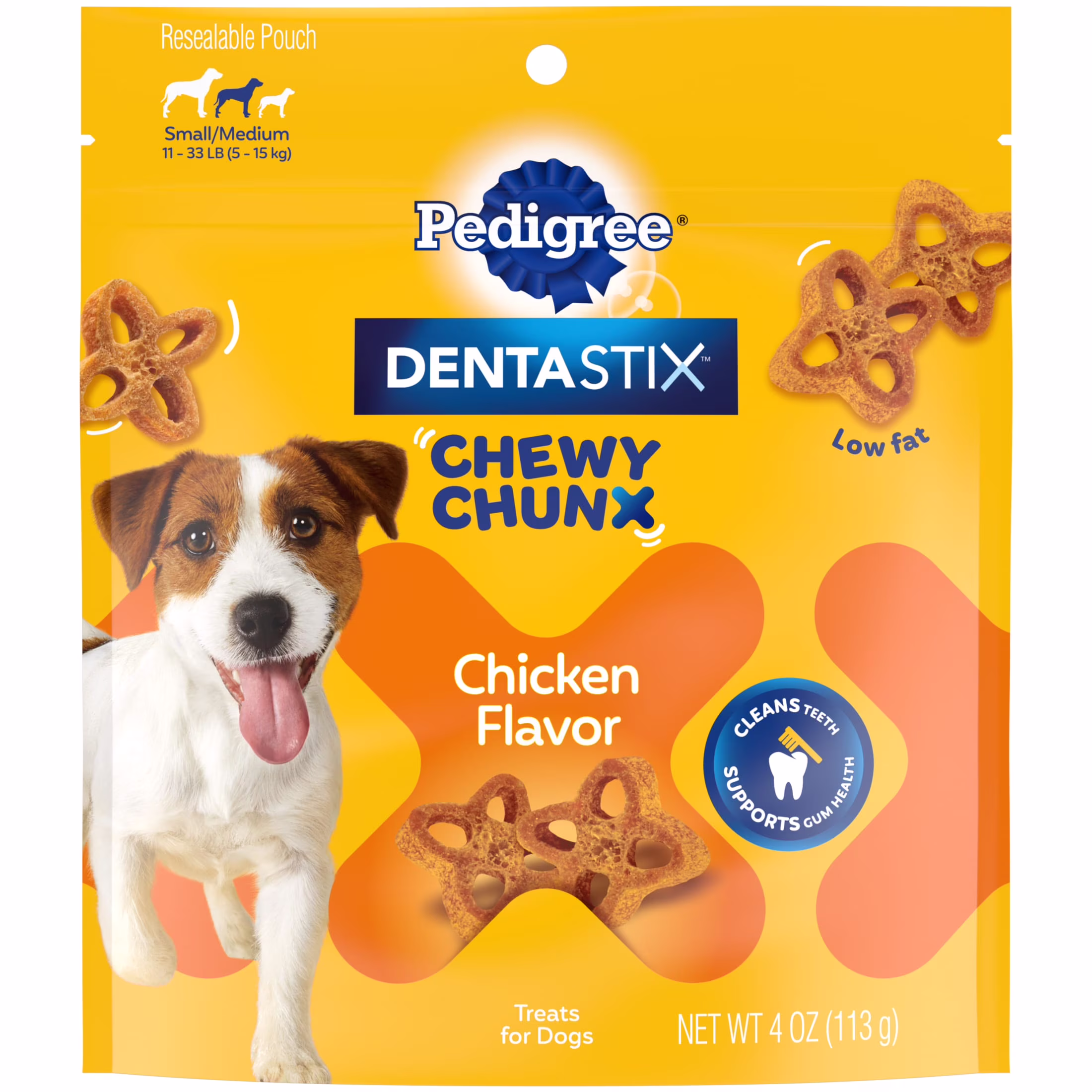 Pedigree Dentastix Chewy Chunx Dog Treats Chicken Flavor 4 oz Bag for Small & Medium Dogs