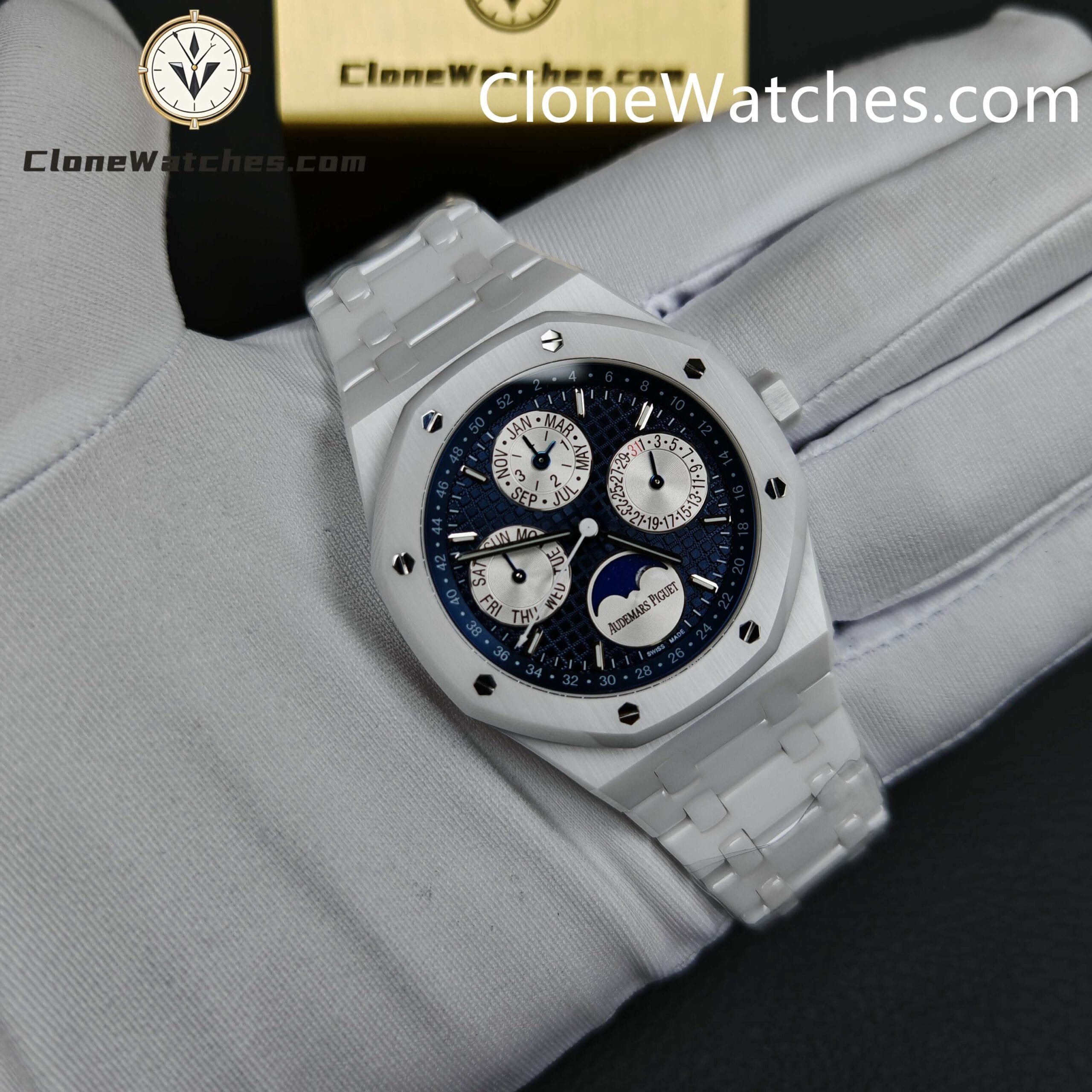 Audemars Piguet Super Clone Watches 1:1 White Ceramic 26579 True Moon Phase