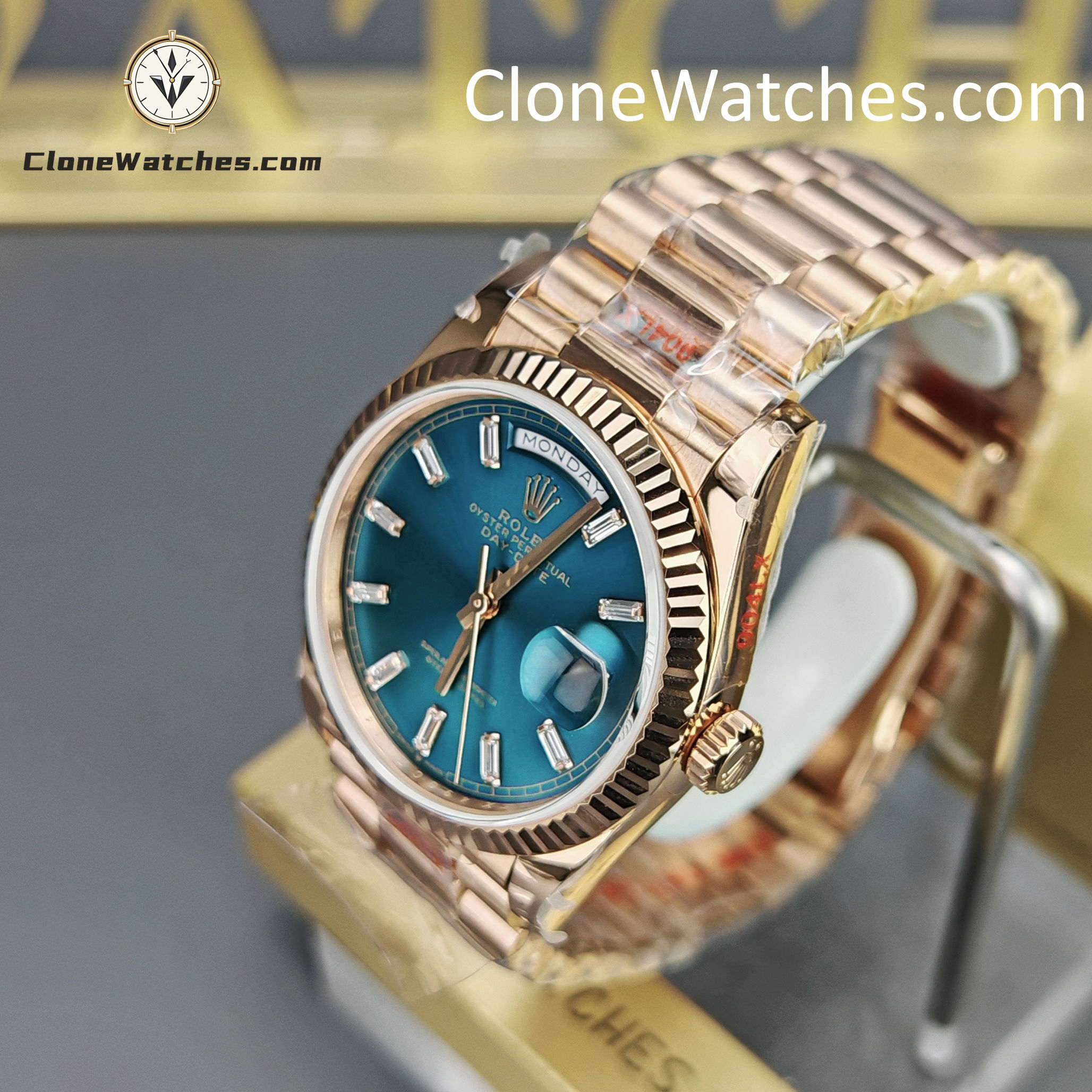 Rolex Super Clone Watches 1:1 Day Date Rose Gold Turquoise Dial 36mm m128235-0085 3255 Movement
