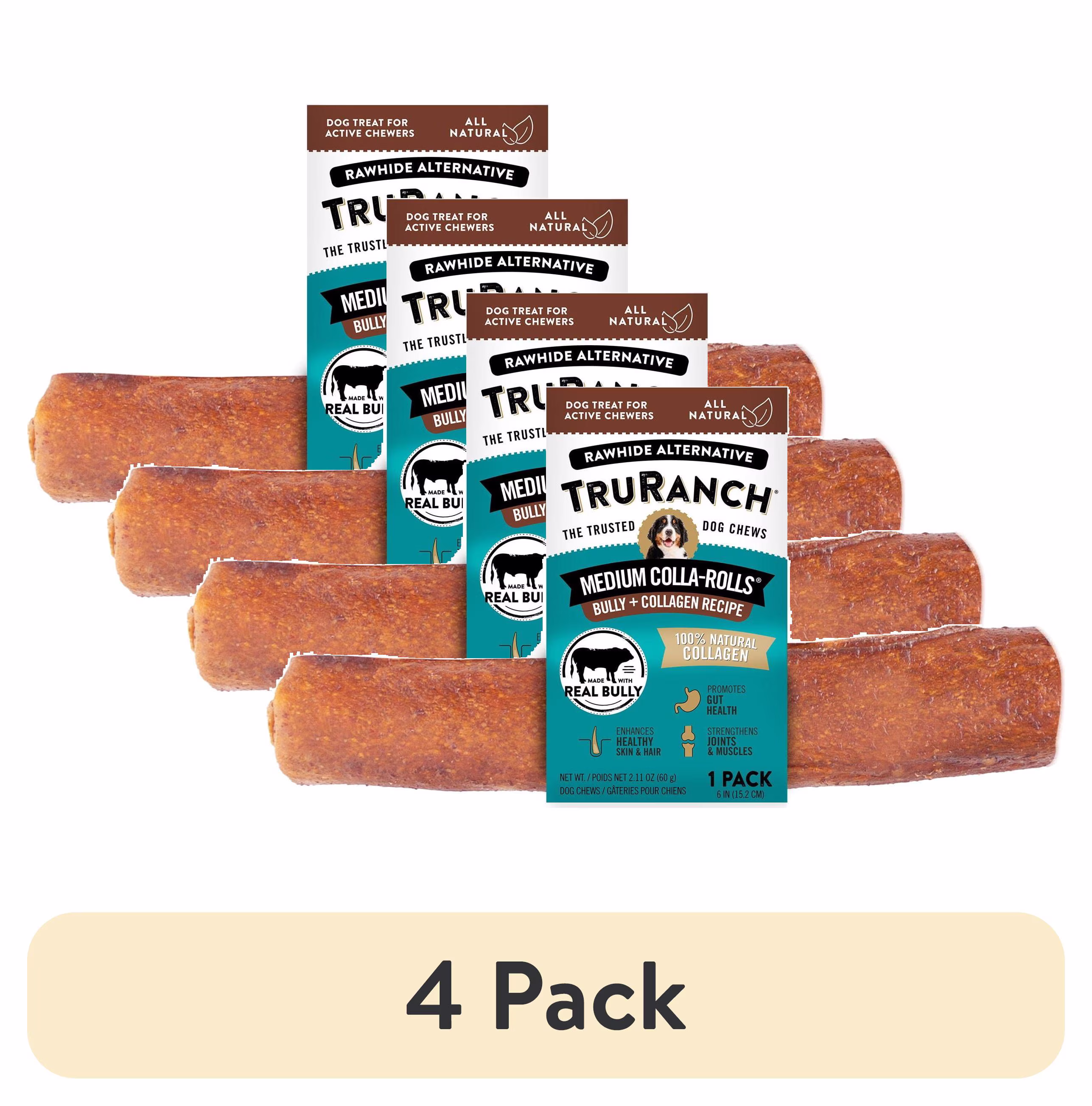 (2 pack) TruRanch All-Natural Rawhide Alternative Dog Treats, Medium Bully Roll, 1 Count