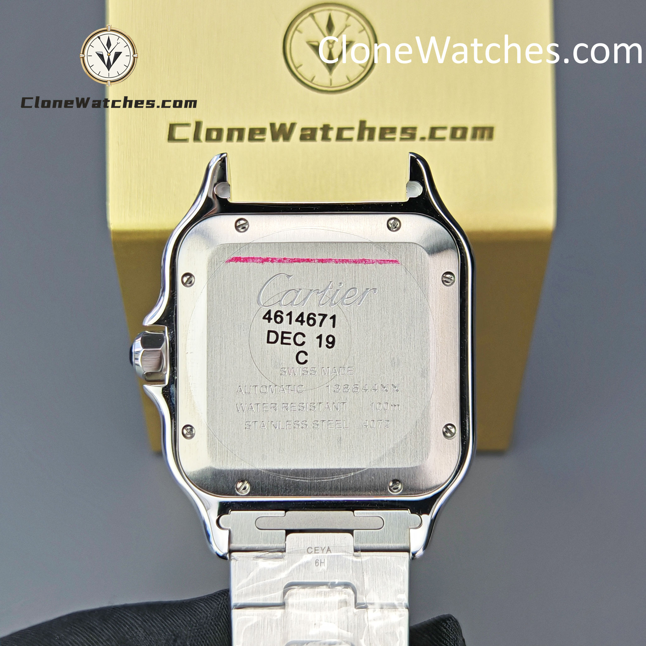 Cartier Super Clone Watches 1:1 Santos Series White Dial 18K gold plated 39.8MM W2SA0009 Steel Strap