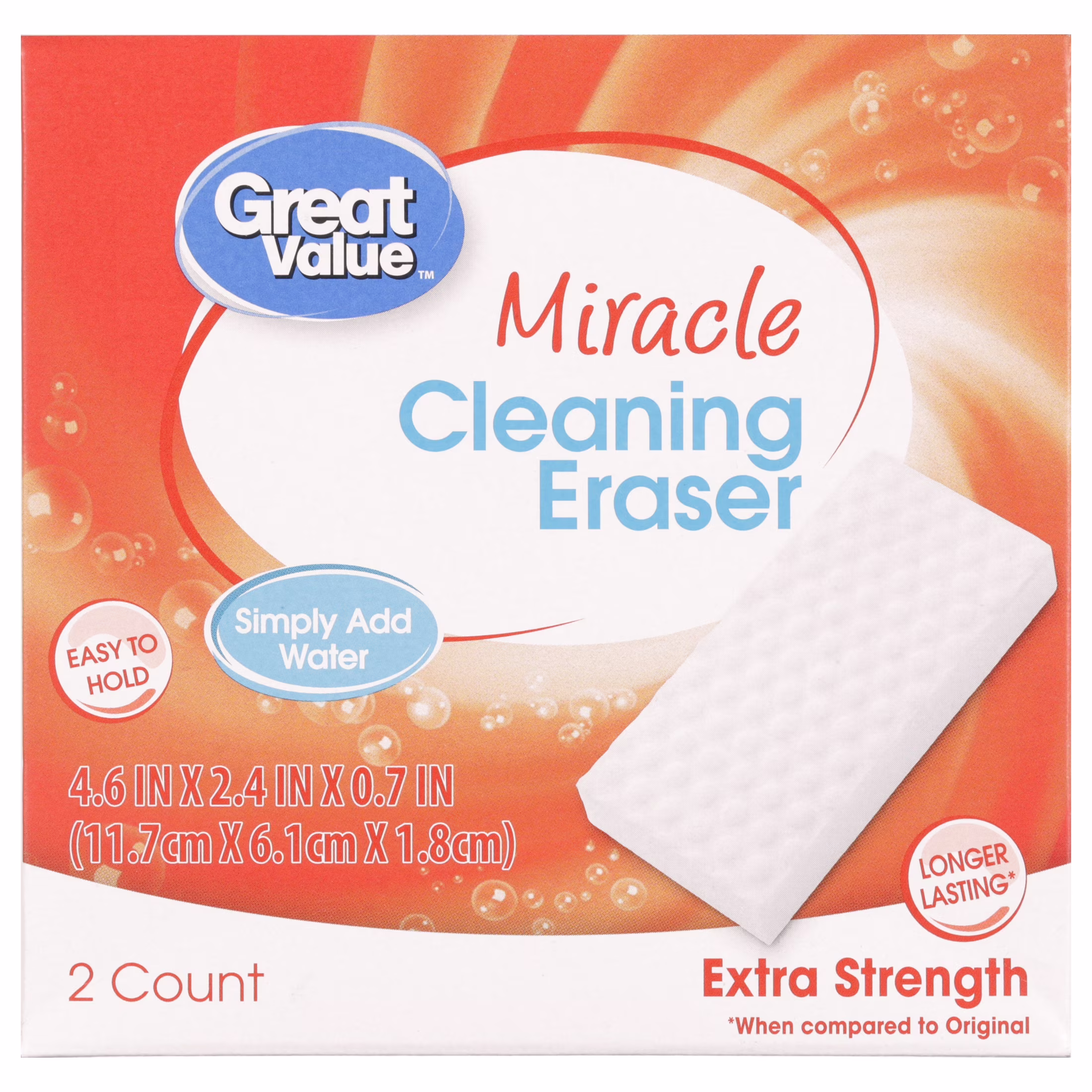 Great Value Extra Strength Melamine Cleaning Eraser, 2 Count