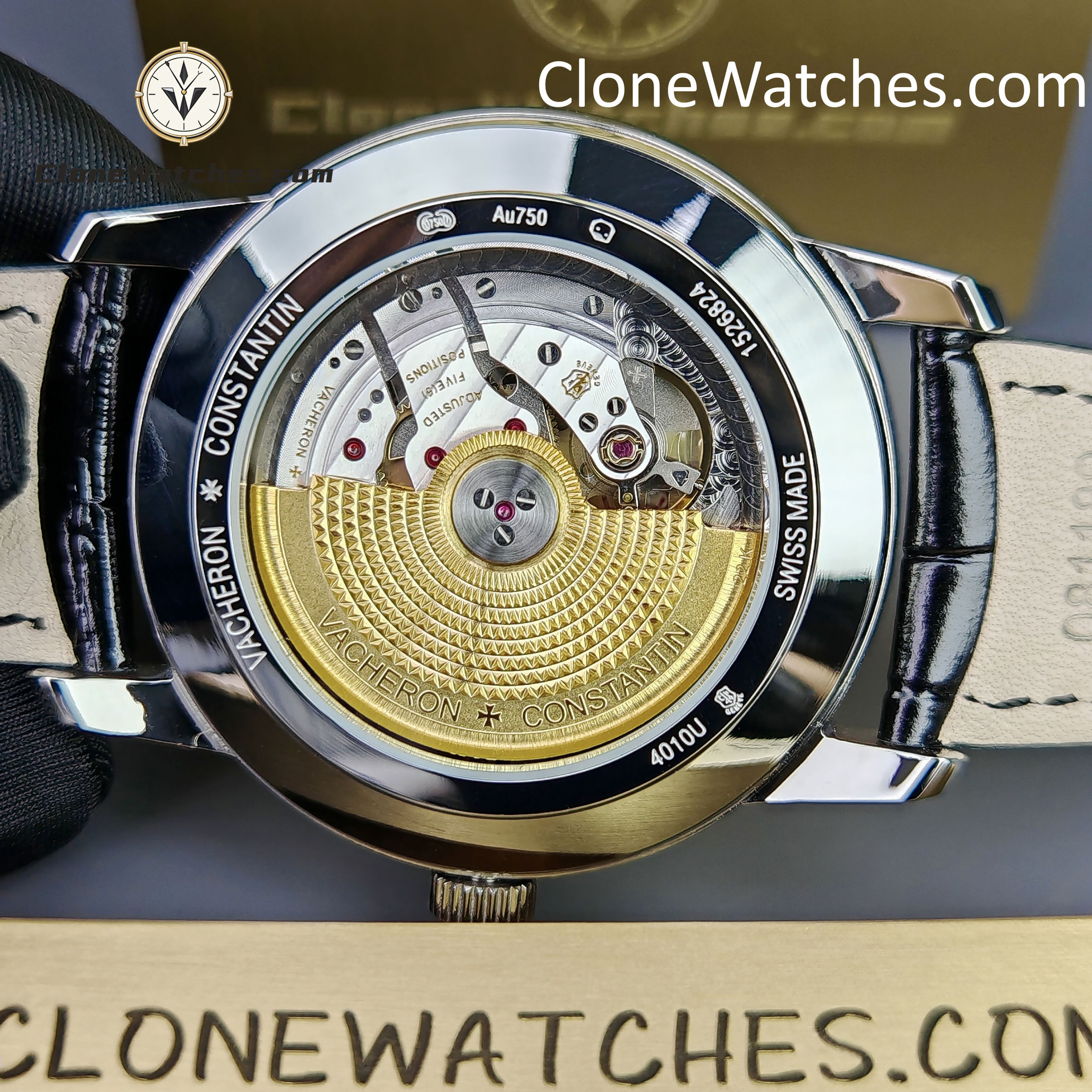 Vacheron Constantin Super Clone Watches 1:1 Patrimony Moon Phase Retrograde Date 4010U/000G-B330 White Dial