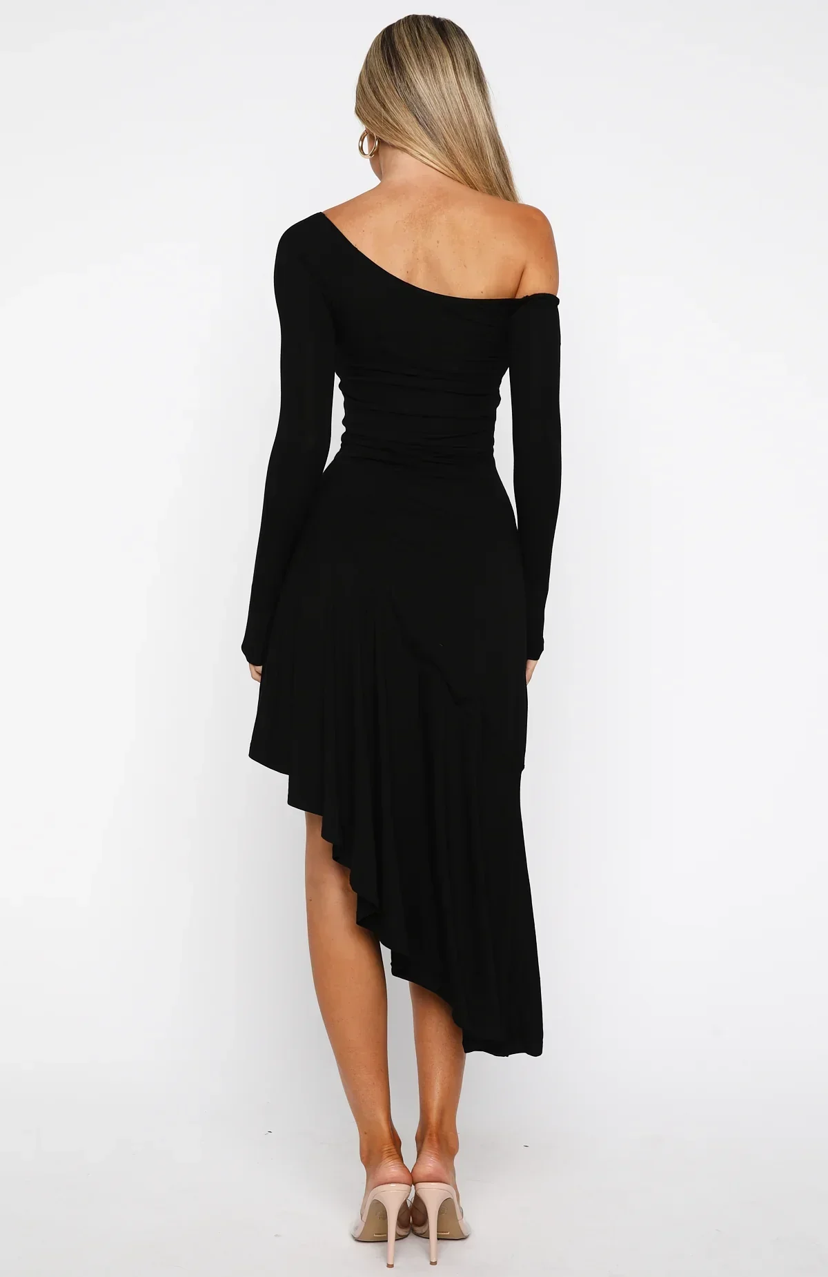 After You've Gone Long Sleeve Midi Dress Black