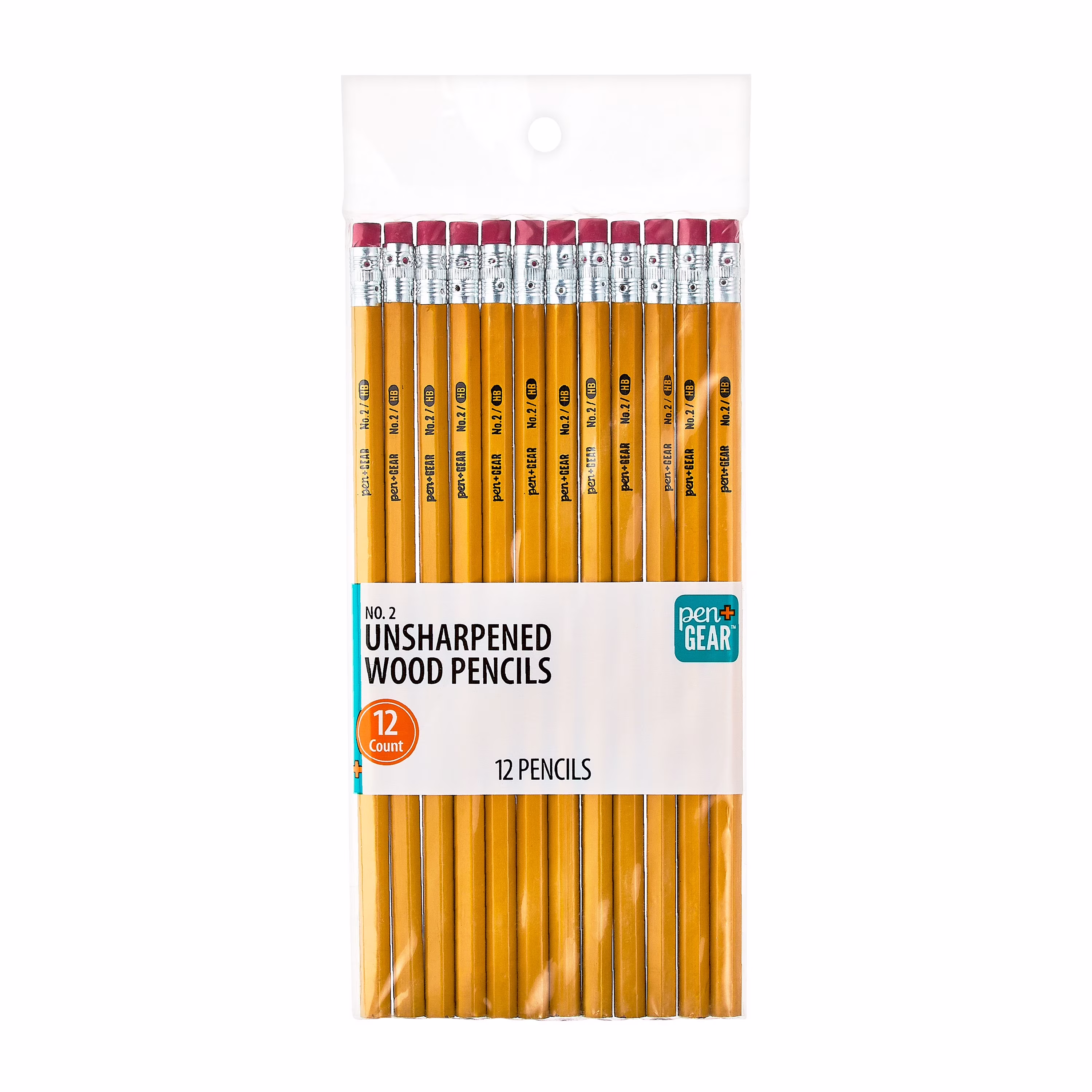 Pen+Gear Unsharpened Wood Pencils, #2 HB Lead, Yellow, 12 Count