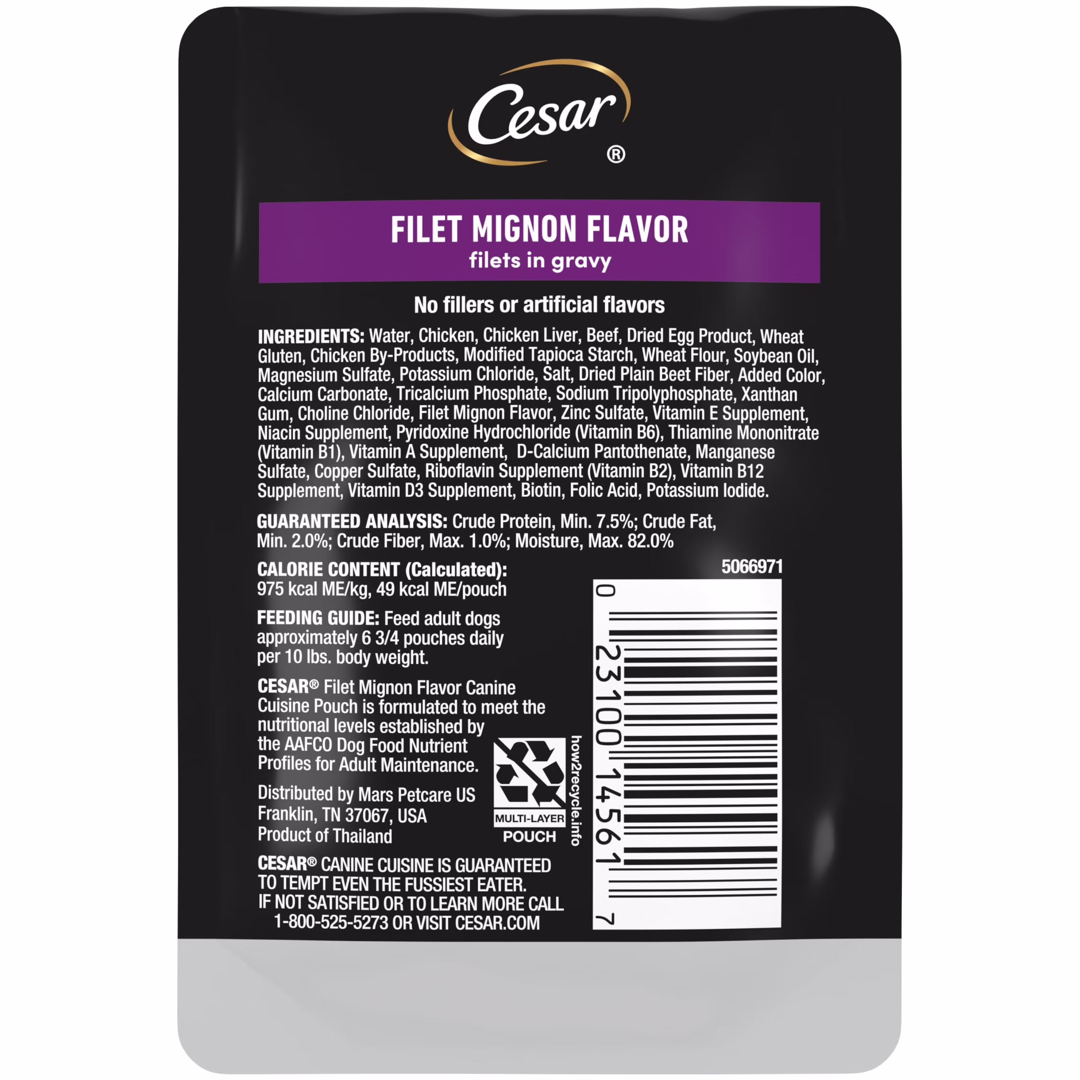 Cesar Filets in Gravy Filet Mignon Flavor Wet Dog Food, 1.76-oz Mini-Pouches