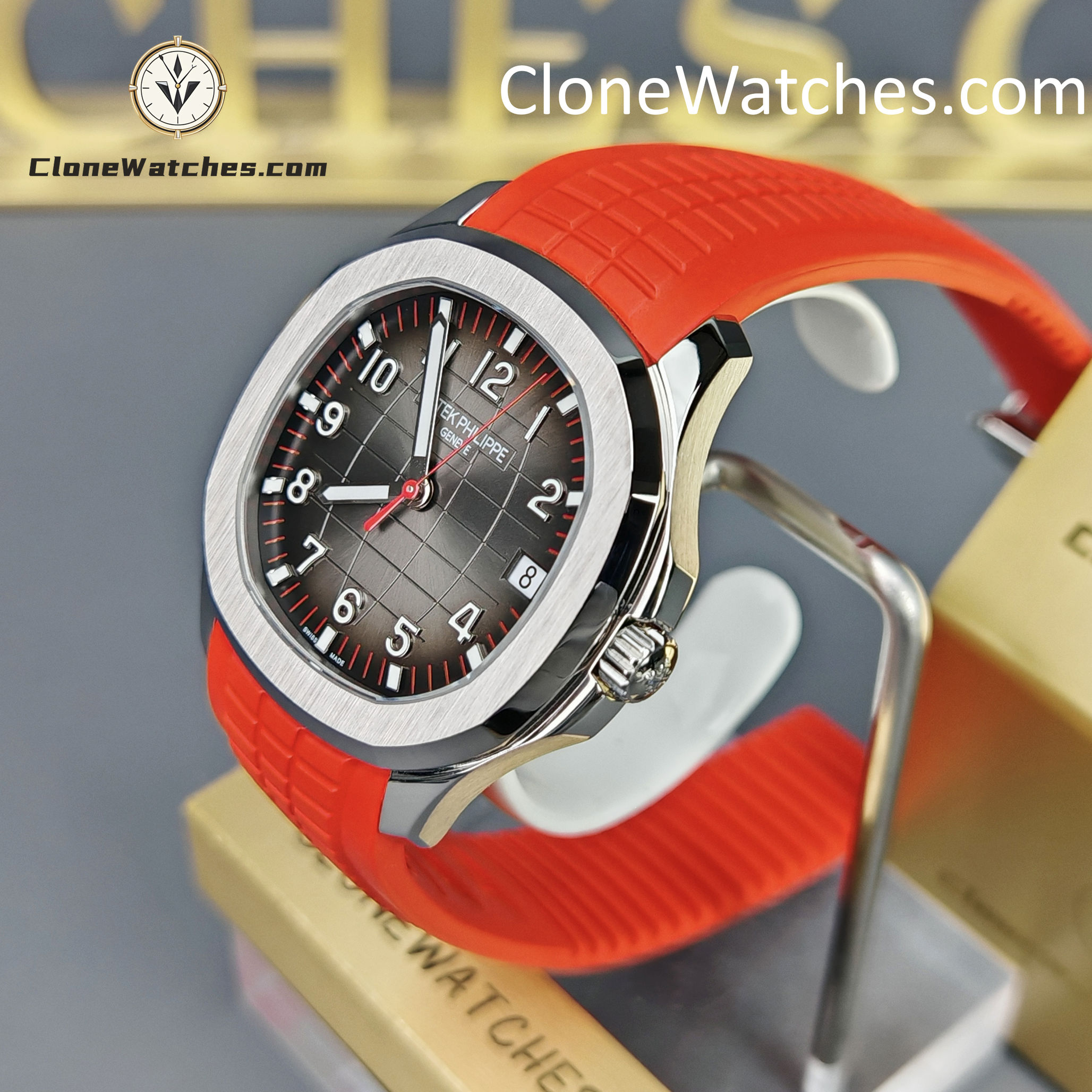 Patek Philippe Super Clone Watches 1:1 Aquanaut 5167 Black Dial 40mm Red Strap Special Edition