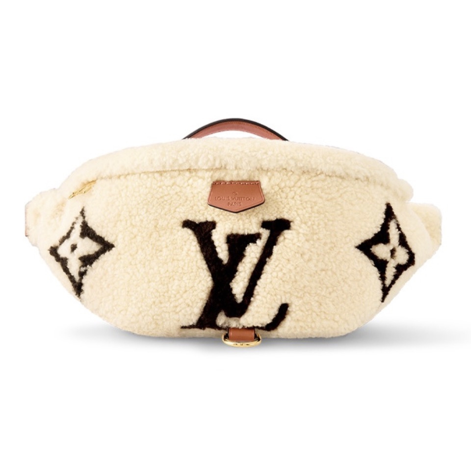 LOUIS VUITTON woolen leather Fanny pack beige