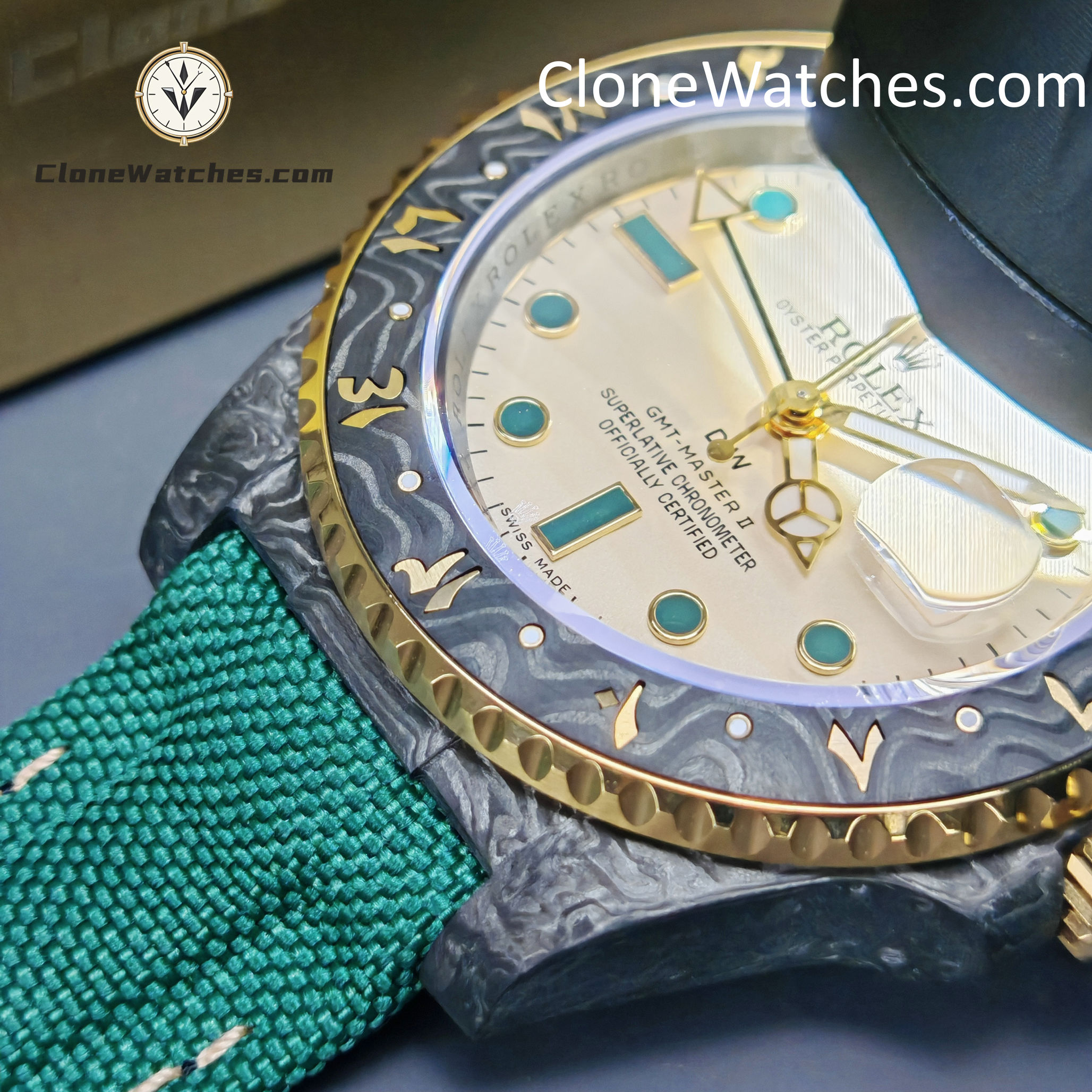 Modified Super Clone Watches 1:1 DIW Rolex GMT Master II NTPT Carbon OASIS Middle East Edition 3285 Movement