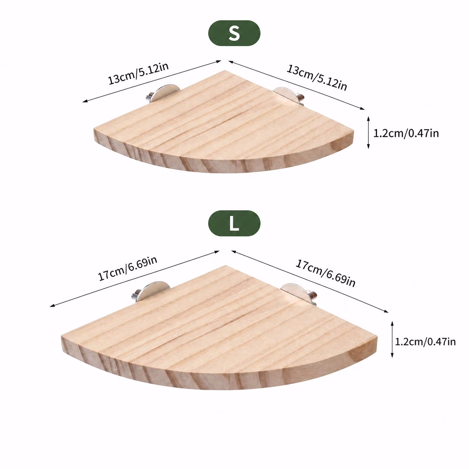 Flat Bird Perch, Wood Flat Perches for Bird Cages, Bird Platform, Parrot Perch for Parakeet Conure Cockatiel Budgie, Natural Wood Cage Accessories(S)