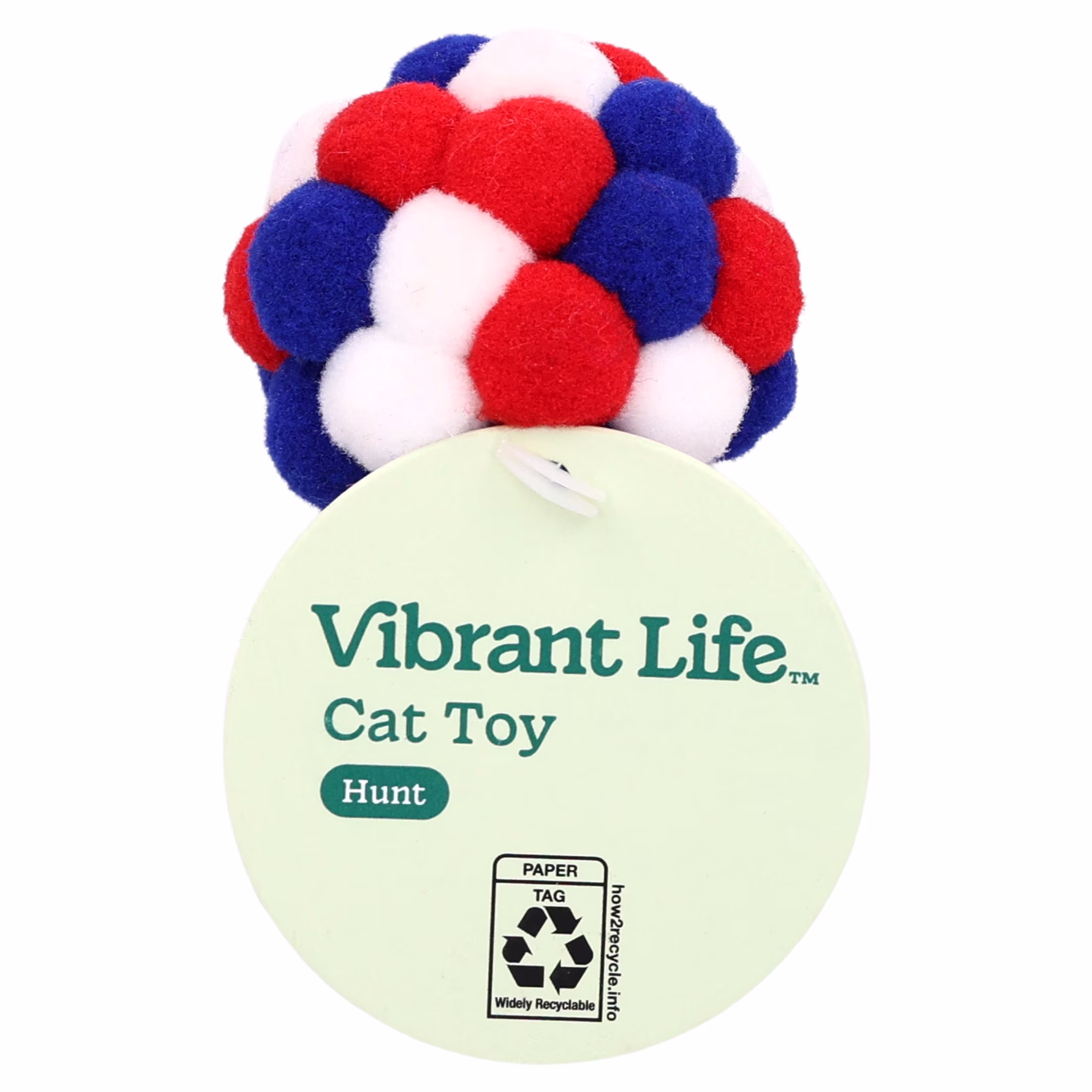 Vibrant Life Red/White/Blue Pom Pom Cat Toy