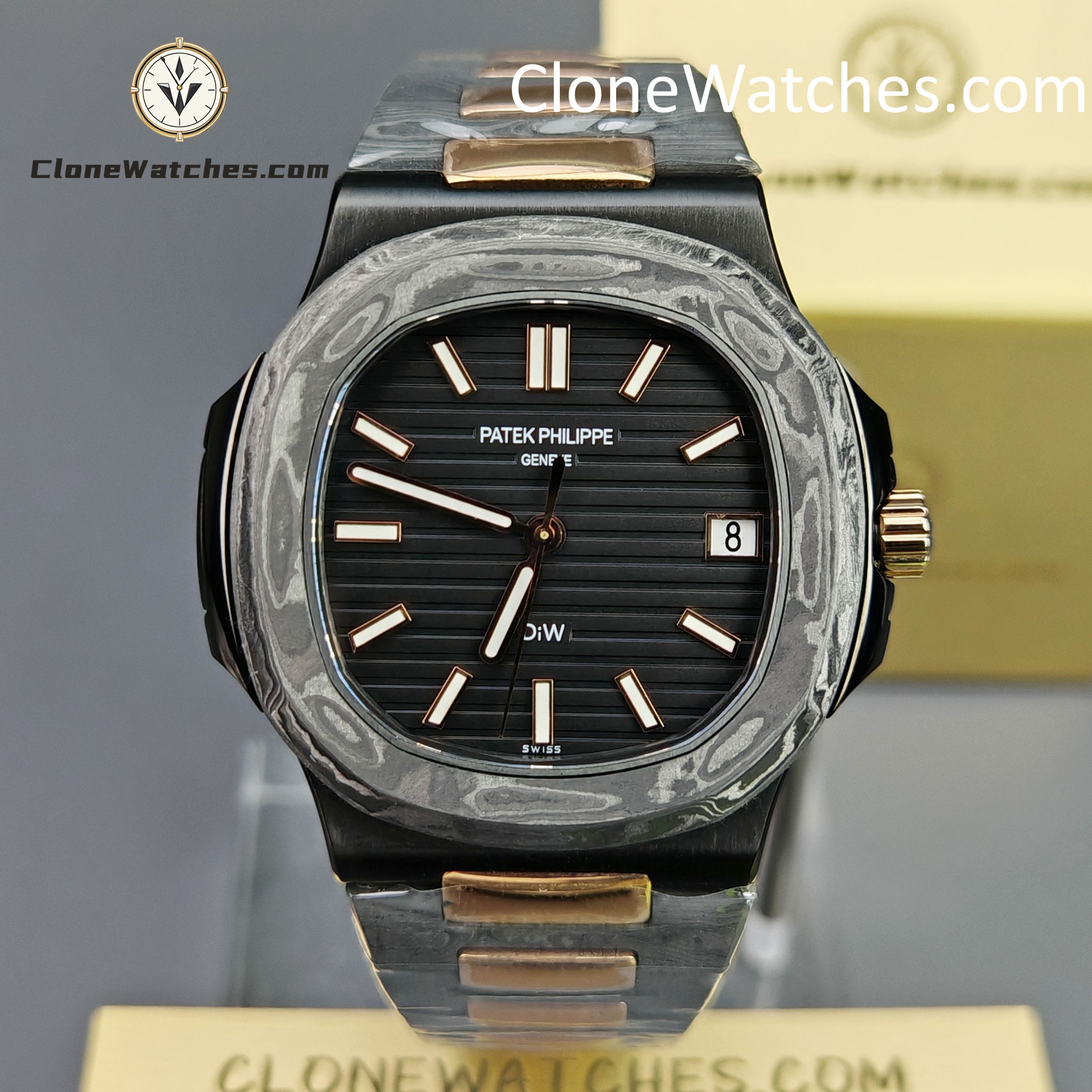Modified Super Clone Watches 1:1 DiW Patek Philippe Nautilus 5711/1A “ROSE GOLD BLACK GRAIL”