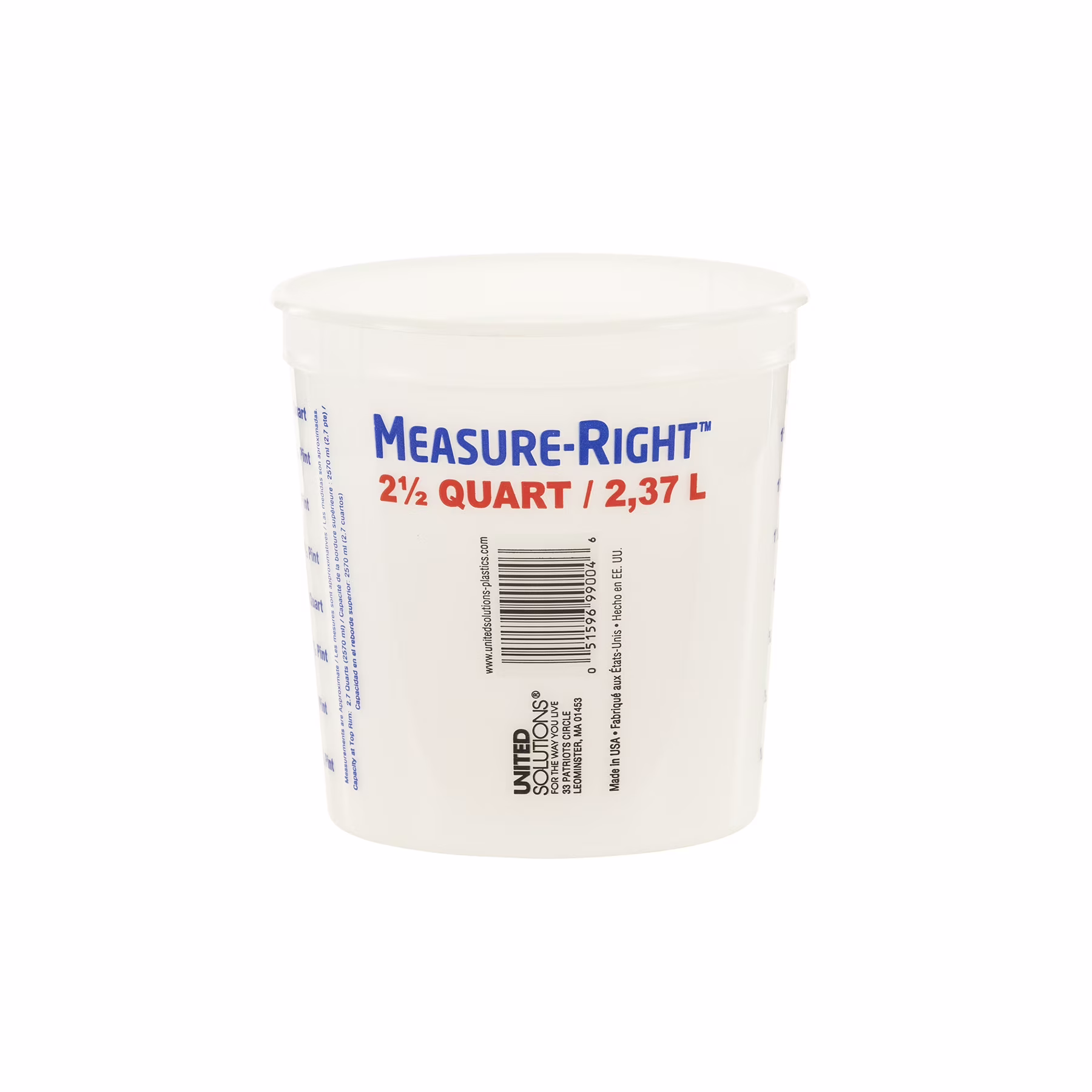 United Solutions 2.5 Quart Round Measure Right Plastic Mixing Container, Clear, 1 Each