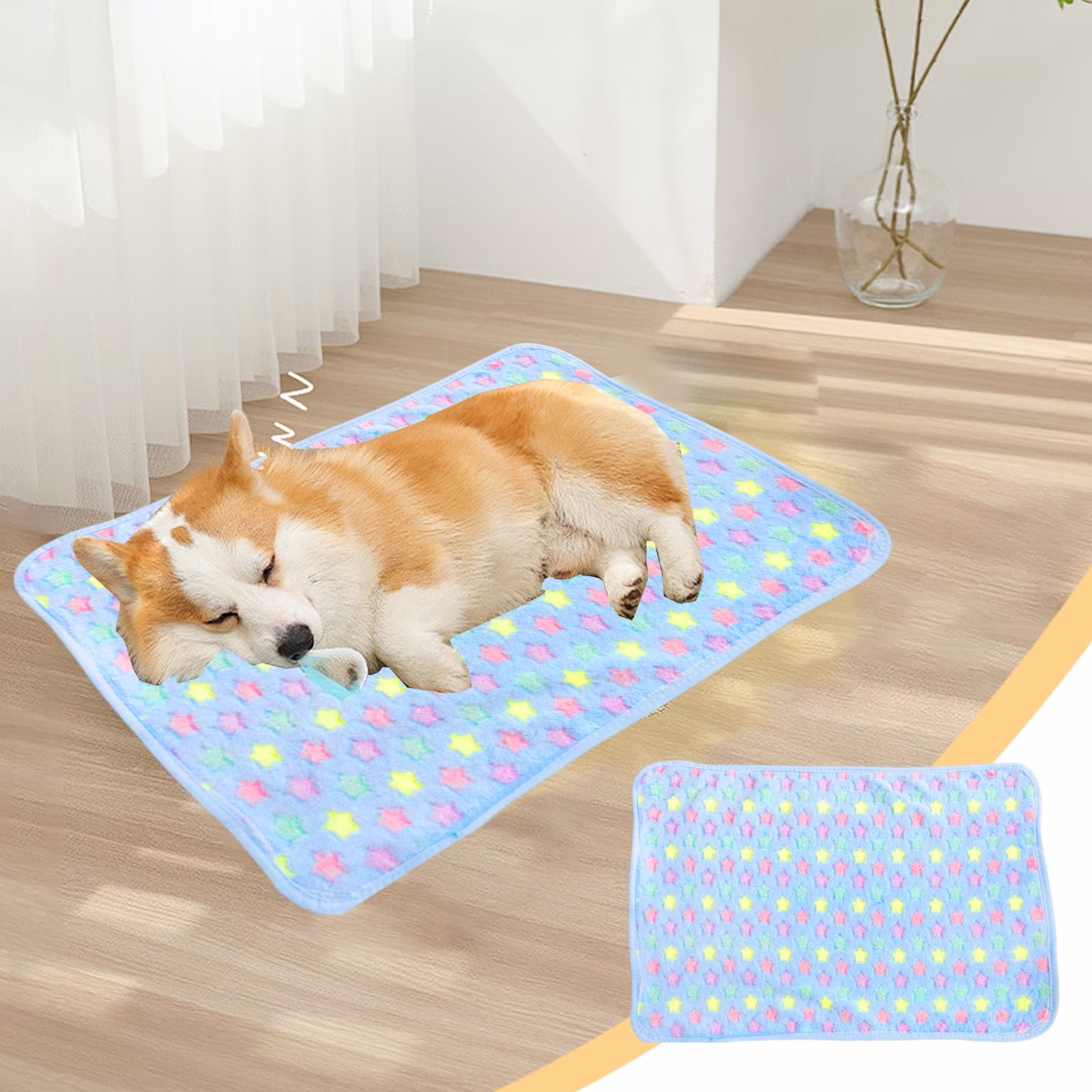 Dog Bed Crate Pad Ultra Soft Pet Bed With Cute Star Print Washable Crate Mat for Large Medium Small Dogs Reversible Fleece Dog Crate Kennel Mat Cat Bed Liner 30 X 20 Inch Pink