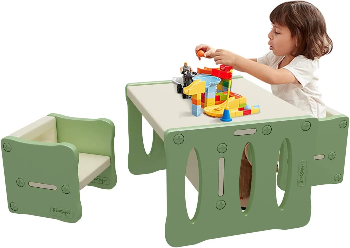 BanaSuper Plastic Kid's Table and 2 Chairs Set