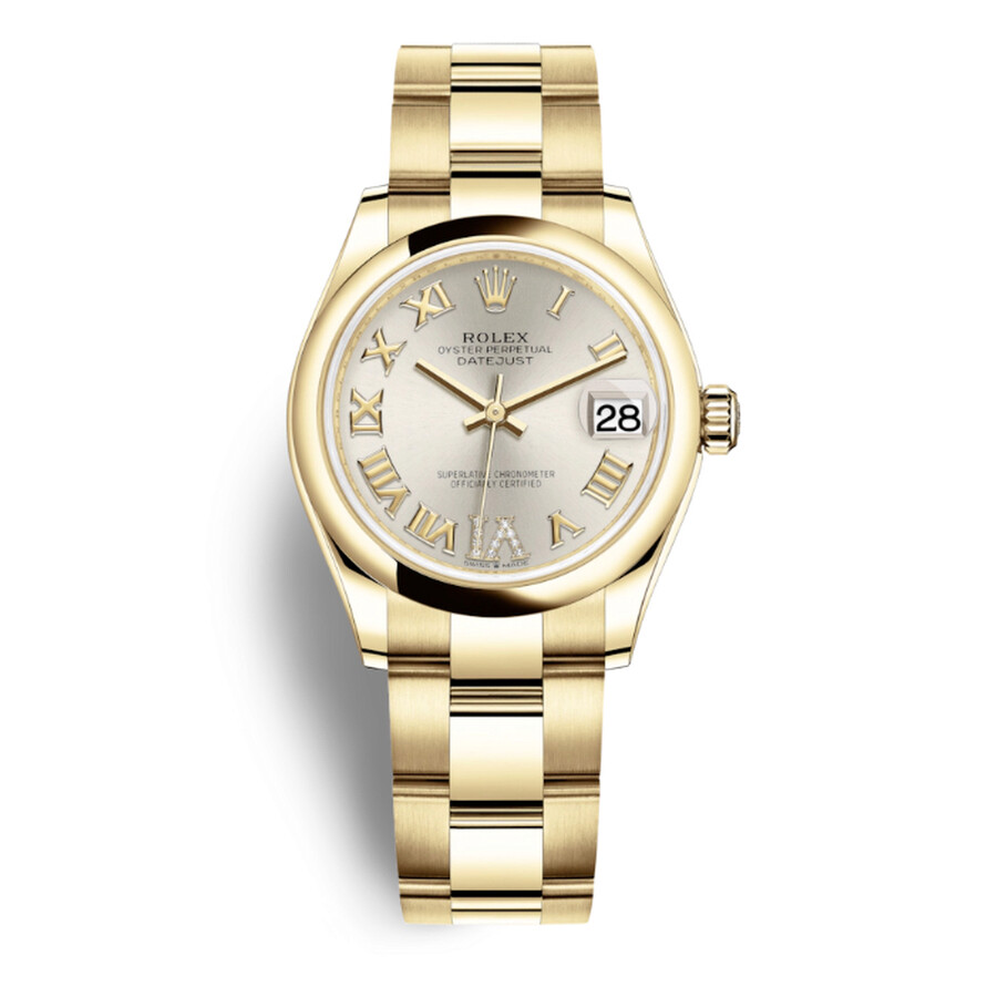 Rolex Datejust 31 Silver Dial Automatic Ladies 18kt Yellow Gold Oyster Watch 278248SRDO（Lifetime free warranty+90-days replacement service & Refund!.）