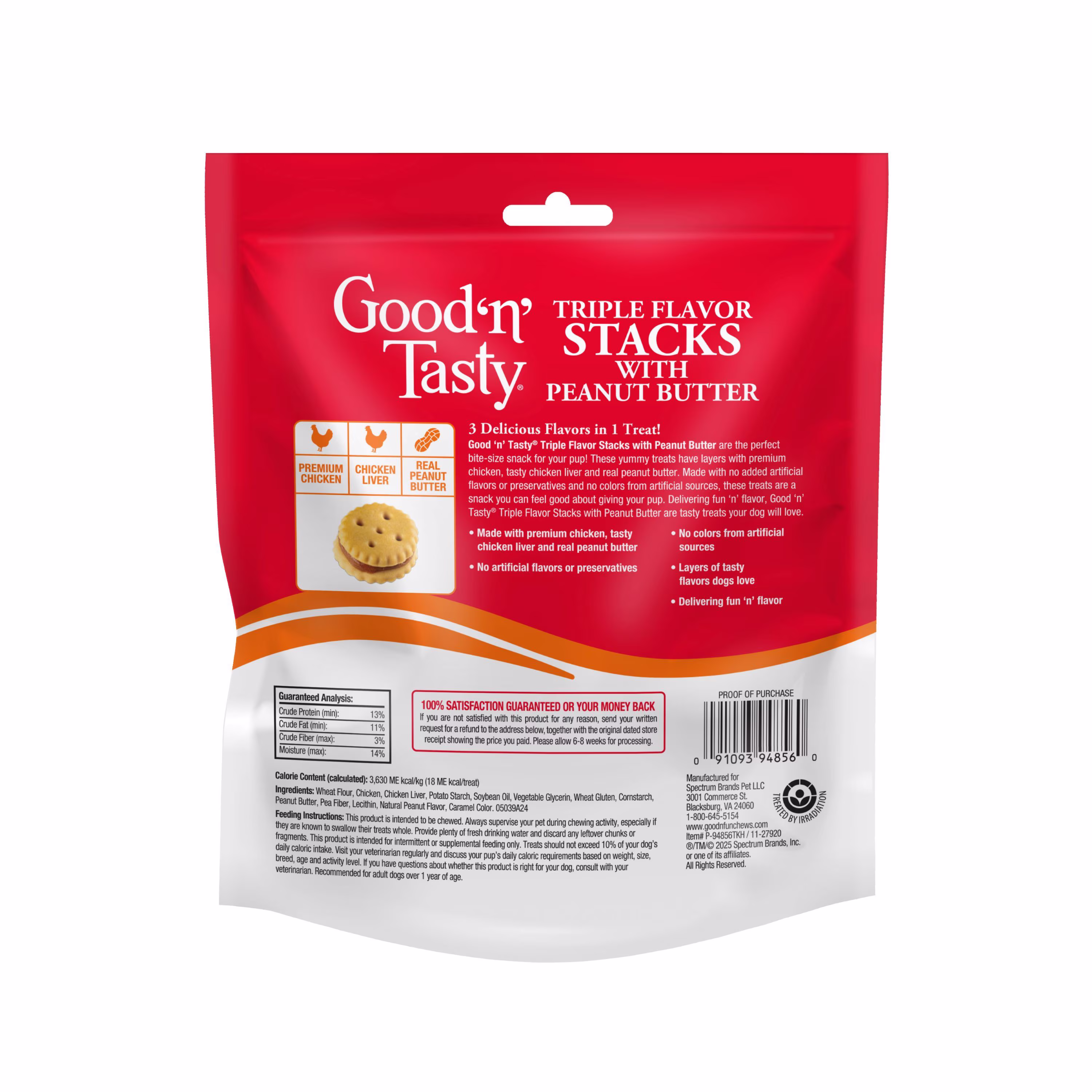 Good ‘n’ Tasty Triple Flavor Stacks, Treats for All Dogs with Chicken and Peanut Butter, 9 oz