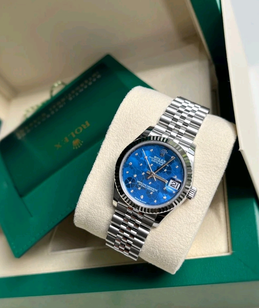 Rolex Datejust Oyster steel 31mm lady watch  Sky blue flowers