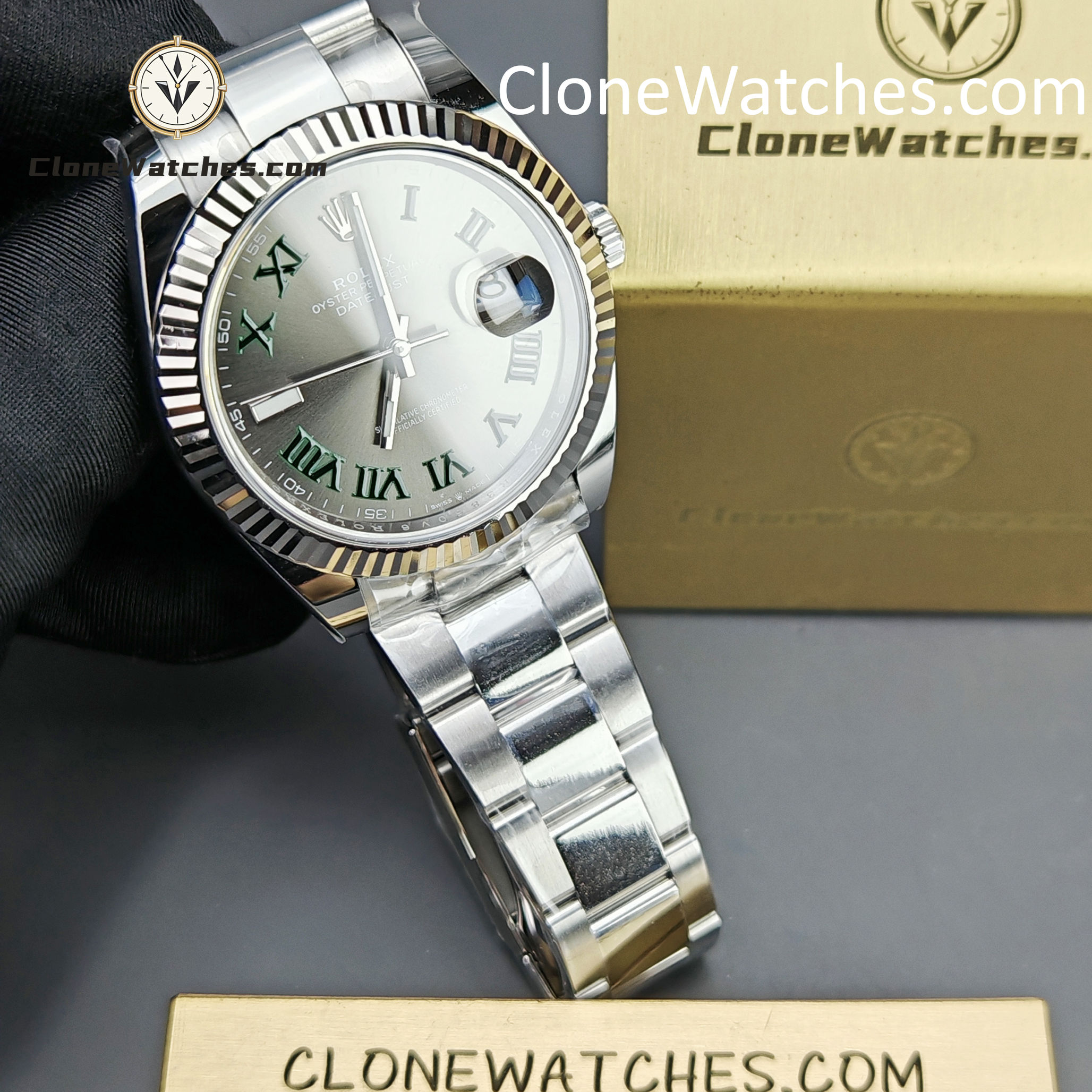 Rolex Super Clone Watches 1:1 DateJust Grey Roman Dial m126334-0021 Oyster 41MM 3235 Movement