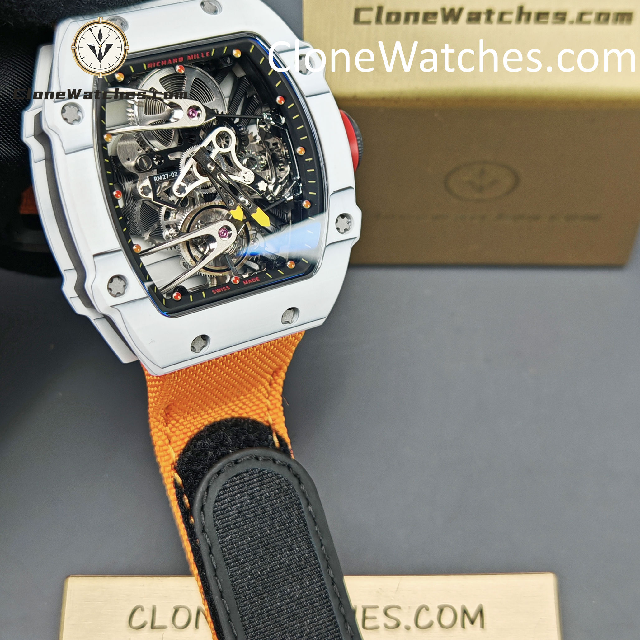 Richard Mille Super Clone Watches 1:1 RM27-02 White QTPT Rafael Nadal Tourbillon