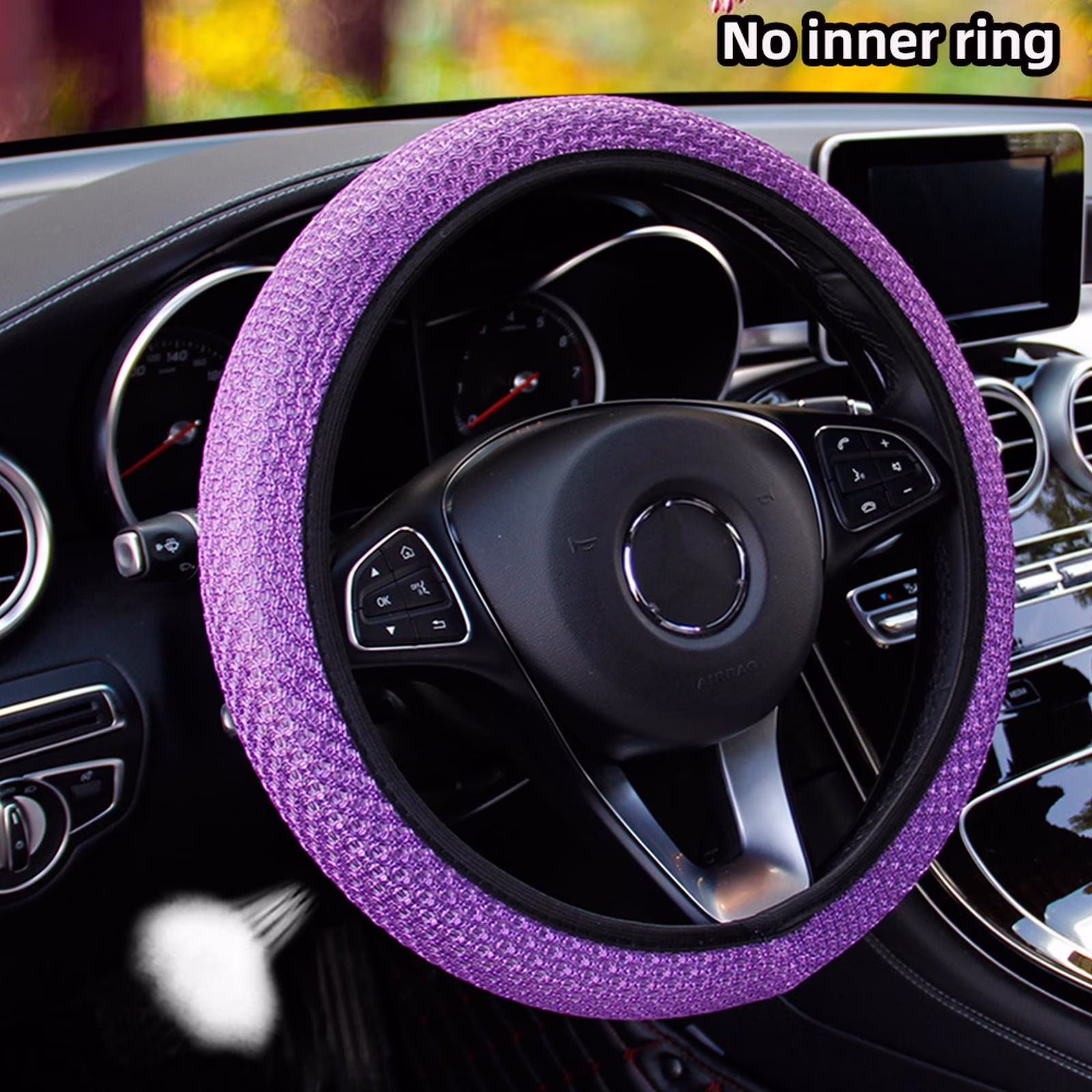 Anti Slip Steering Wheel Cover Elastic Stretch Mesh Cloth Car Accessory Black Microfiber Leather Fit