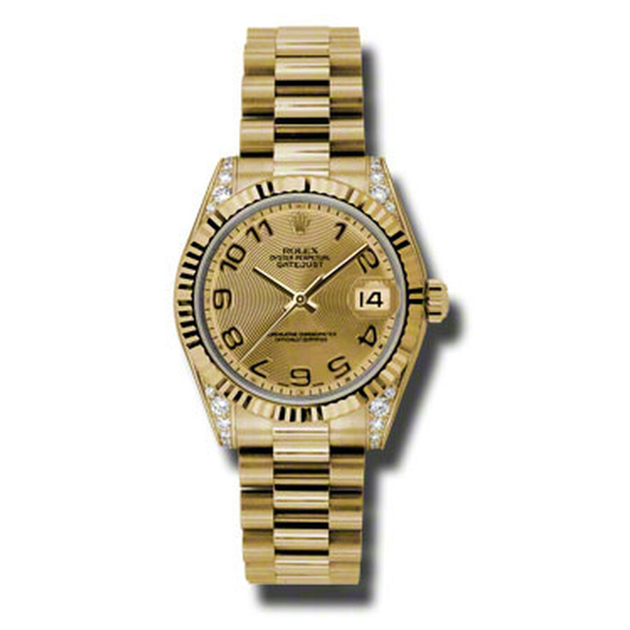 Rolex Datejust Lady 31 Champagne Concentric Circle Dial 18K Yellow Gold President Automatic Ladies Watch 178238CCAP（Lifetime free warranty+90-days replacement service & Refund!.）