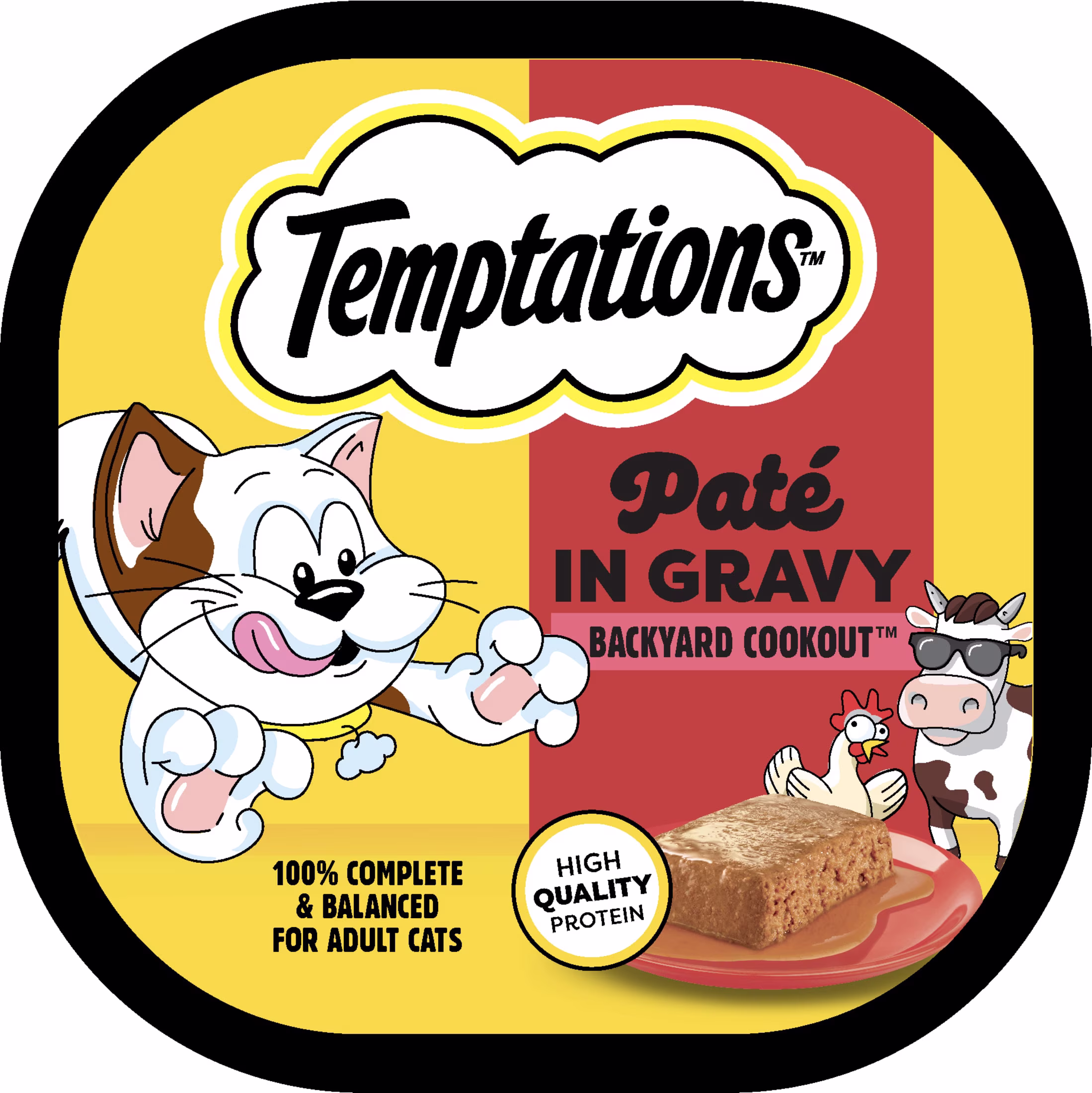 Temptations Pate In Gravy Backyard Cookout Flavor Adult Wet Cat Food Tray, 3.5 oz