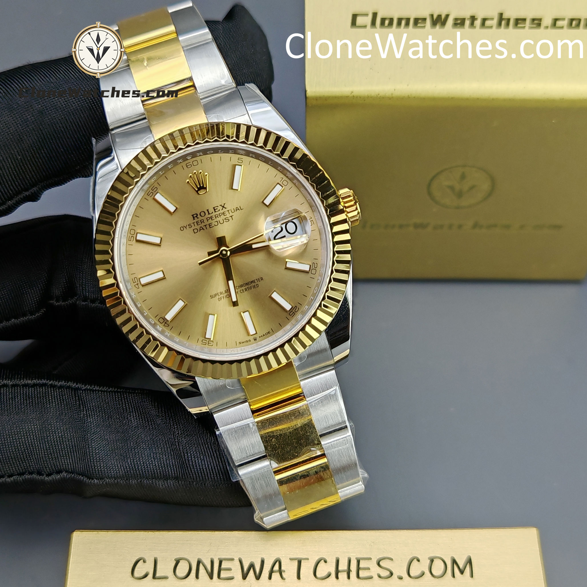 Rolex Super Clone Watches 1:1 DateJust Gold Dial m126333-0009 Oyster 41MM 3235 Movement