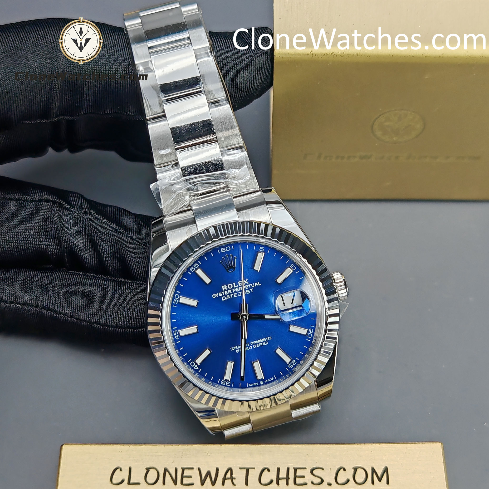 Rolex Super Clone Watches 1:1 DateJust Blue Dial m126334-0001 Oyster 41MM 3235 Movement
